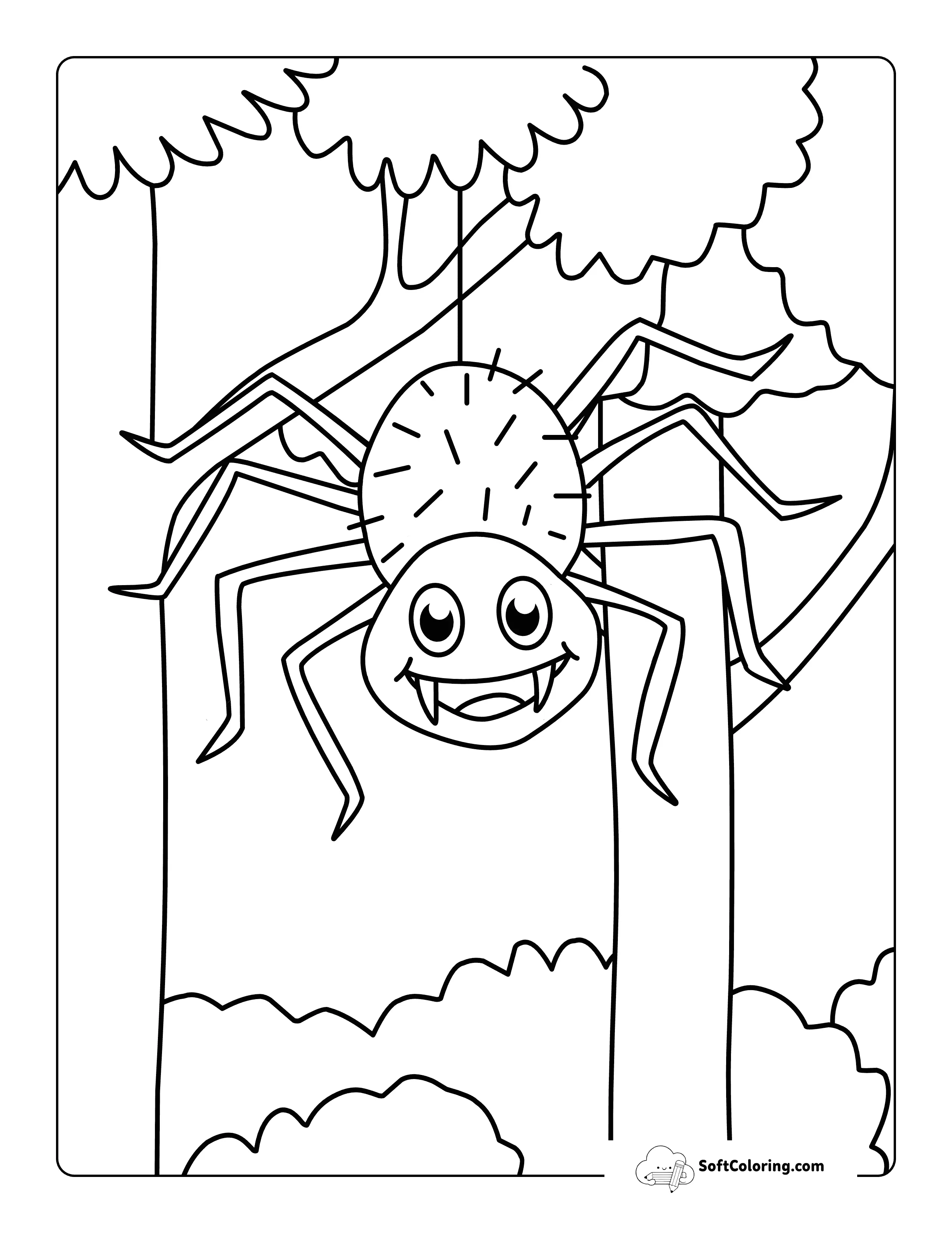 Cute Smiling Spider Hanging From Web