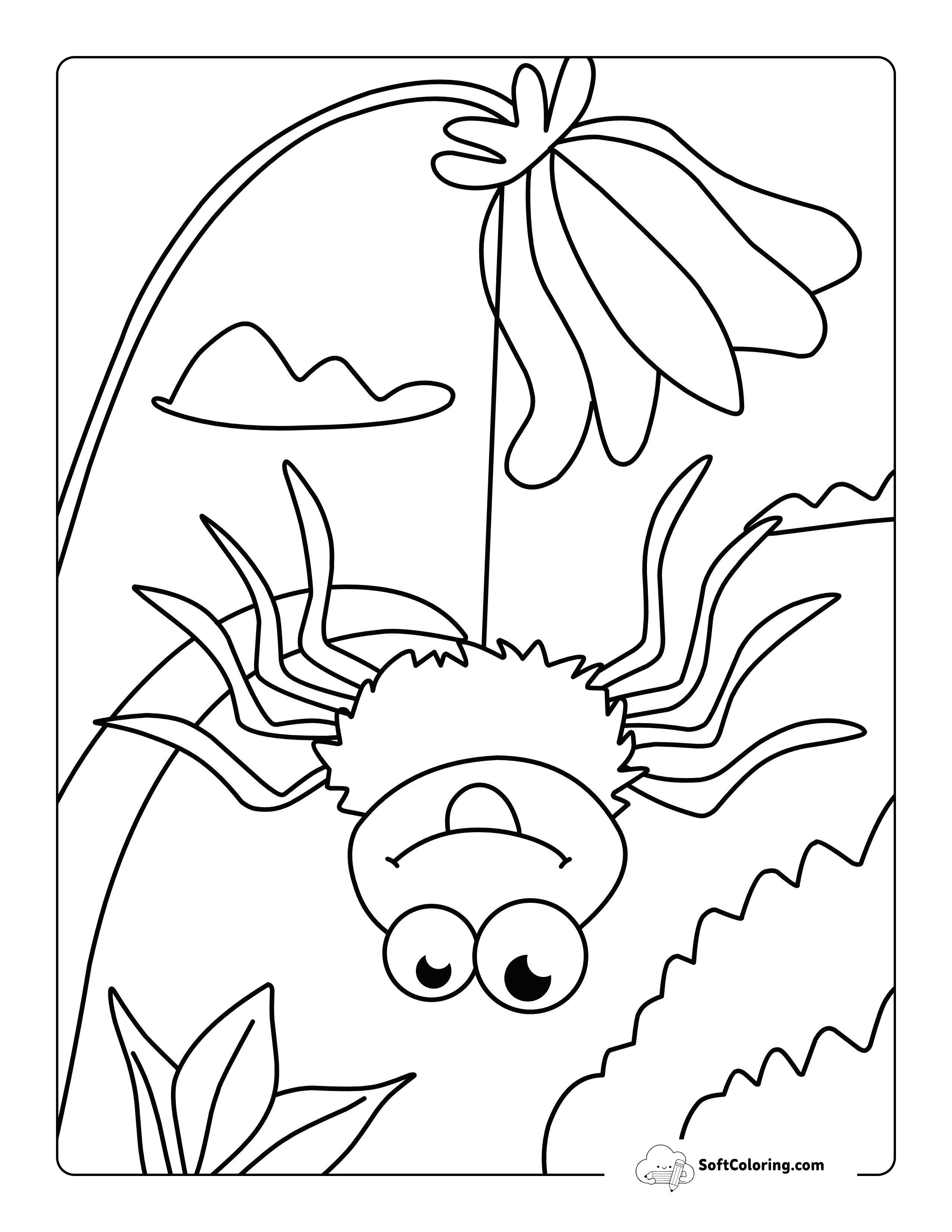 Cute Spider Hanging Upside Down From Flower