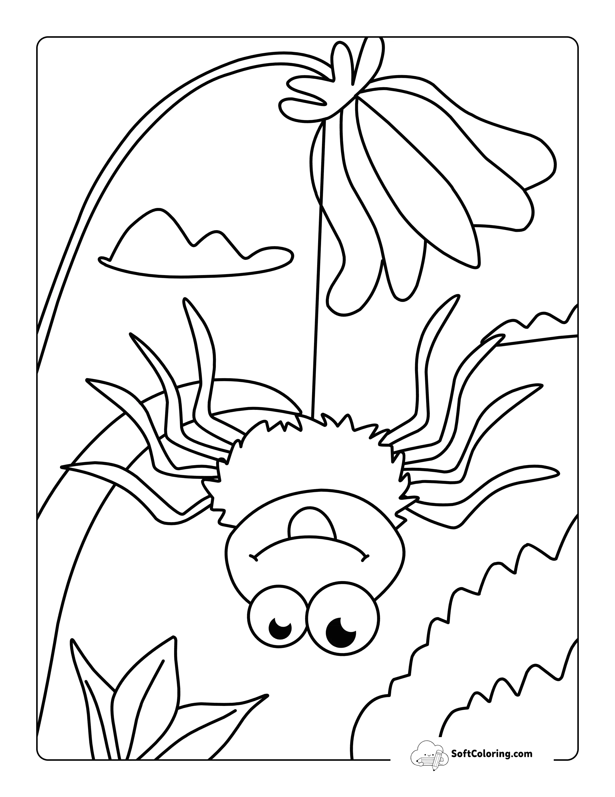 Cute Spider Hanging Upside Down From Flower