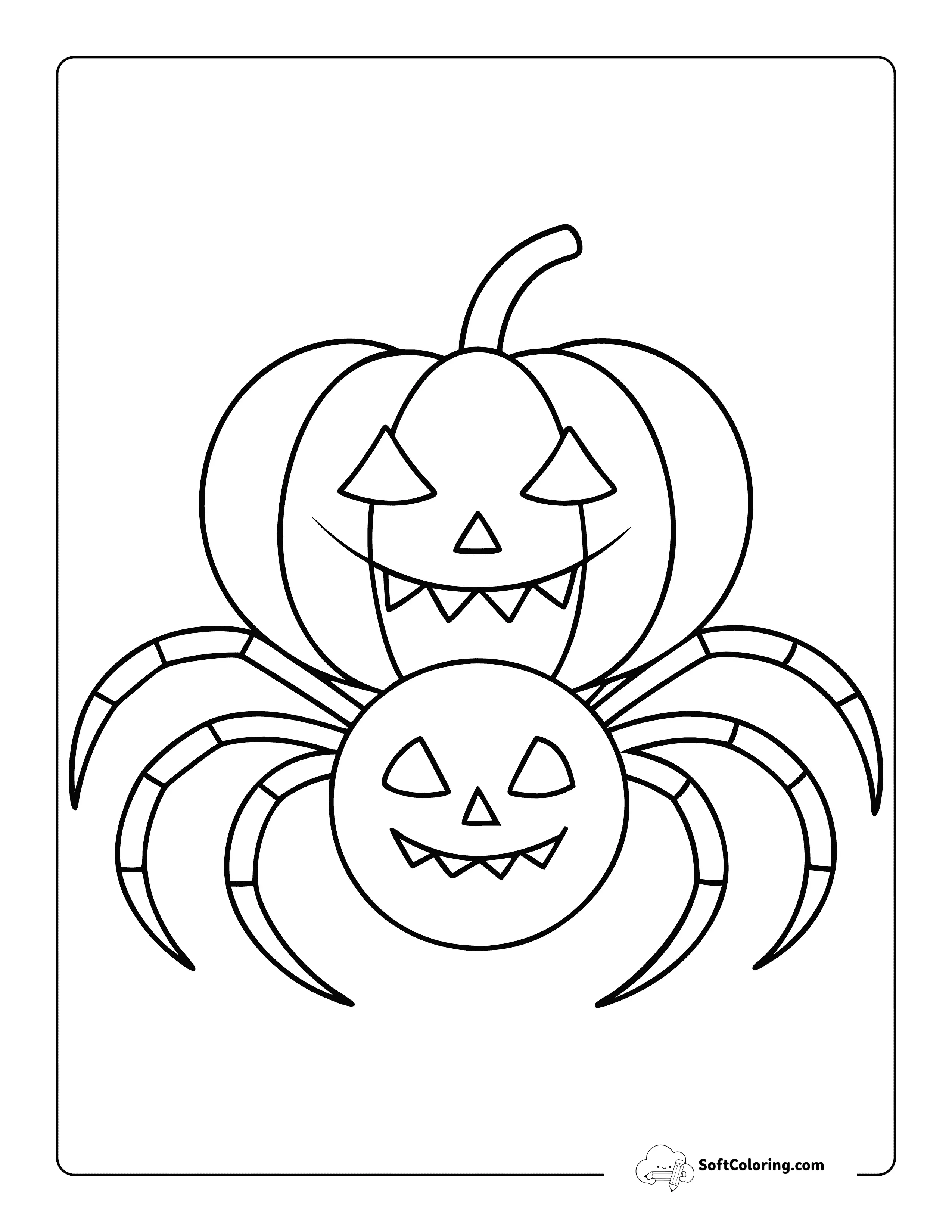Easy Halloween Jack-O-Lantern Spider To Color