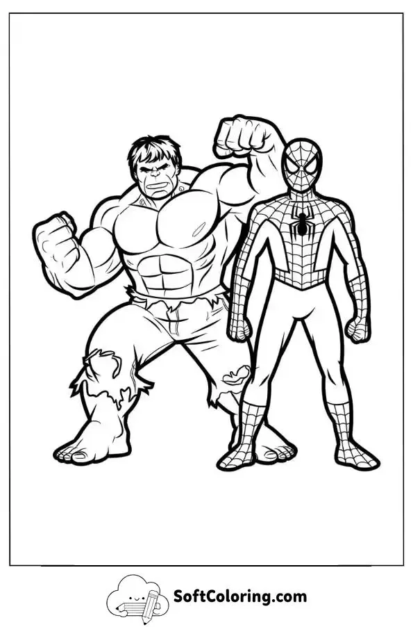 Spider-Man And Hulk Coloring Page