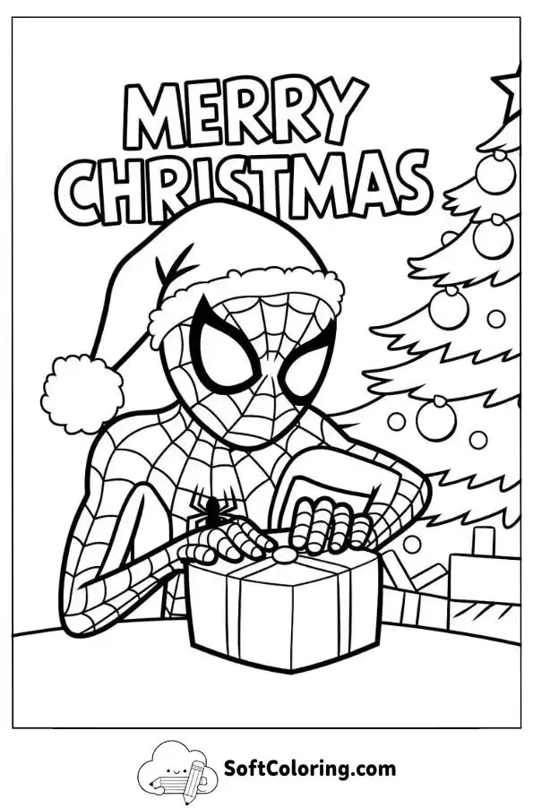 Spider-Man Christmas Coloring Page