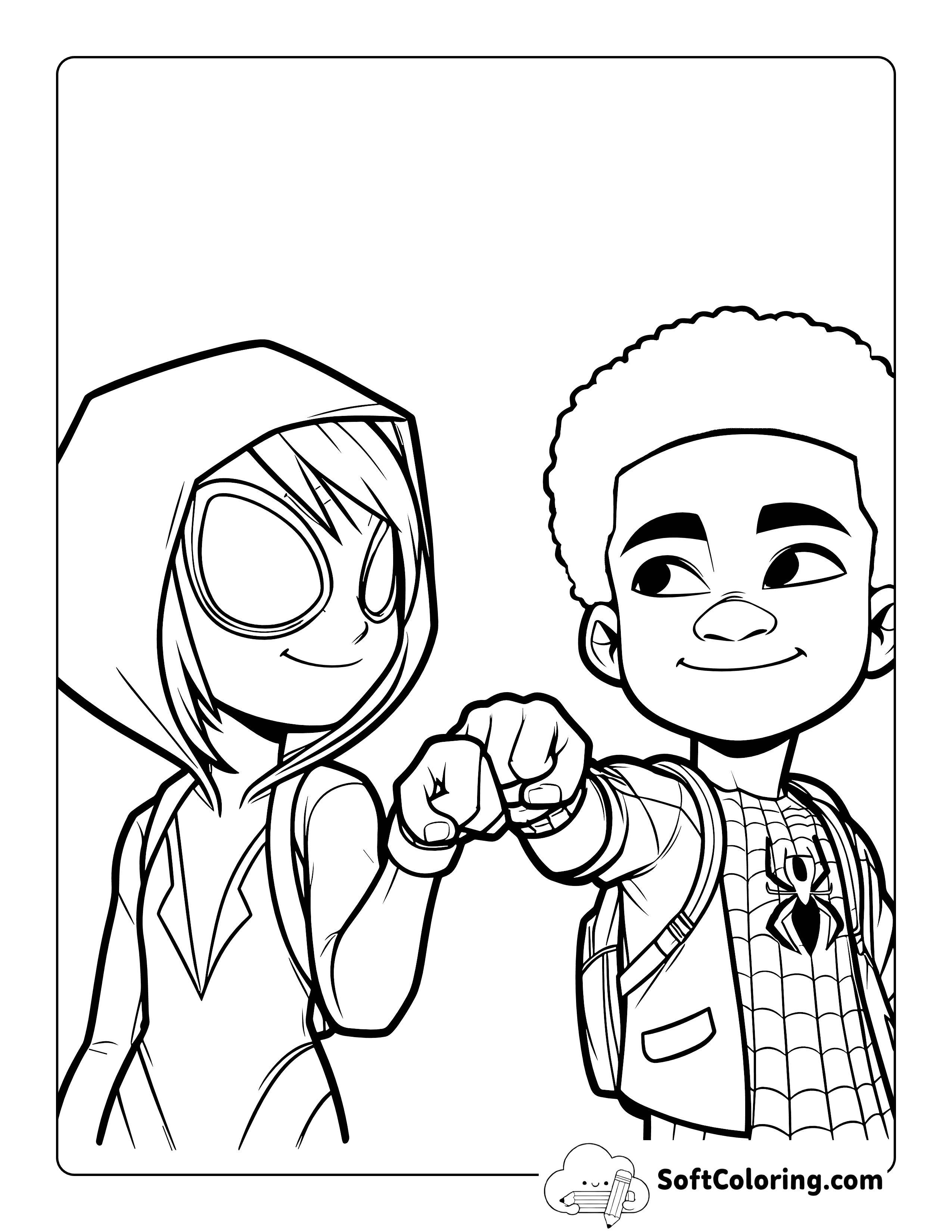 Miles-Inspired Character Bumps Fists with Spider-Gwen-Inspired Character