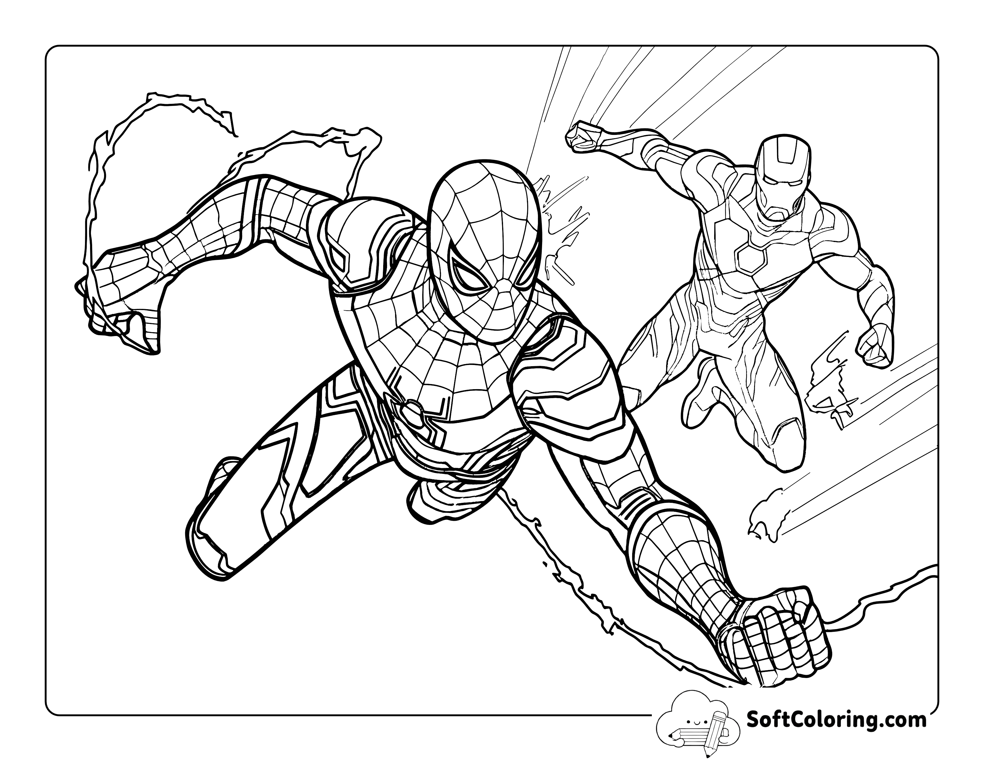 Avengers-Inspired Cross-Over Coloring Page