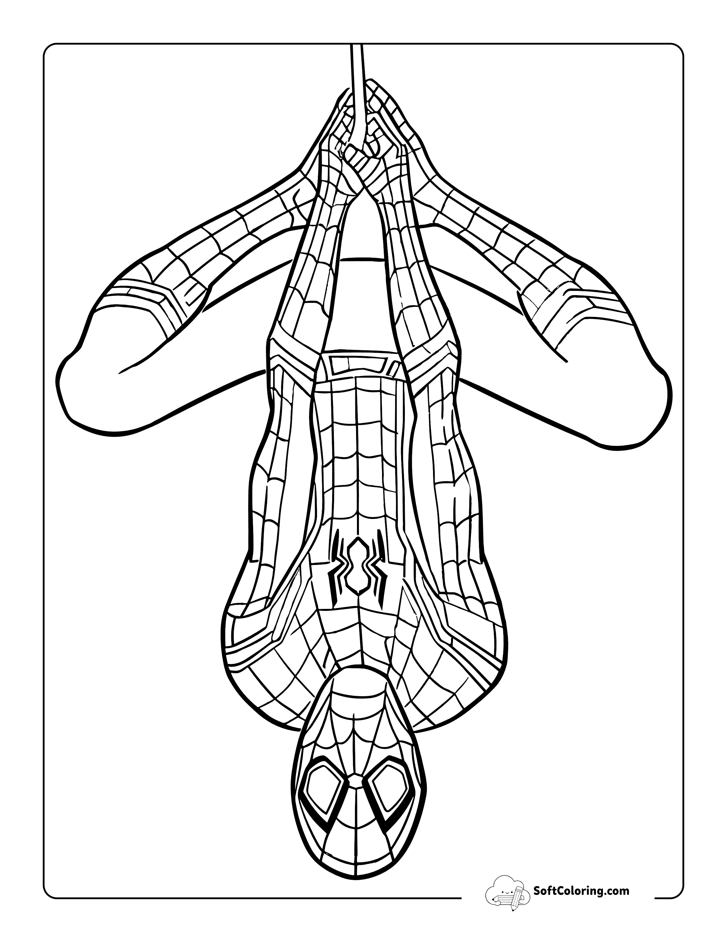 Hanging Spider Man-Inspired Avengers Comic Coloring Page