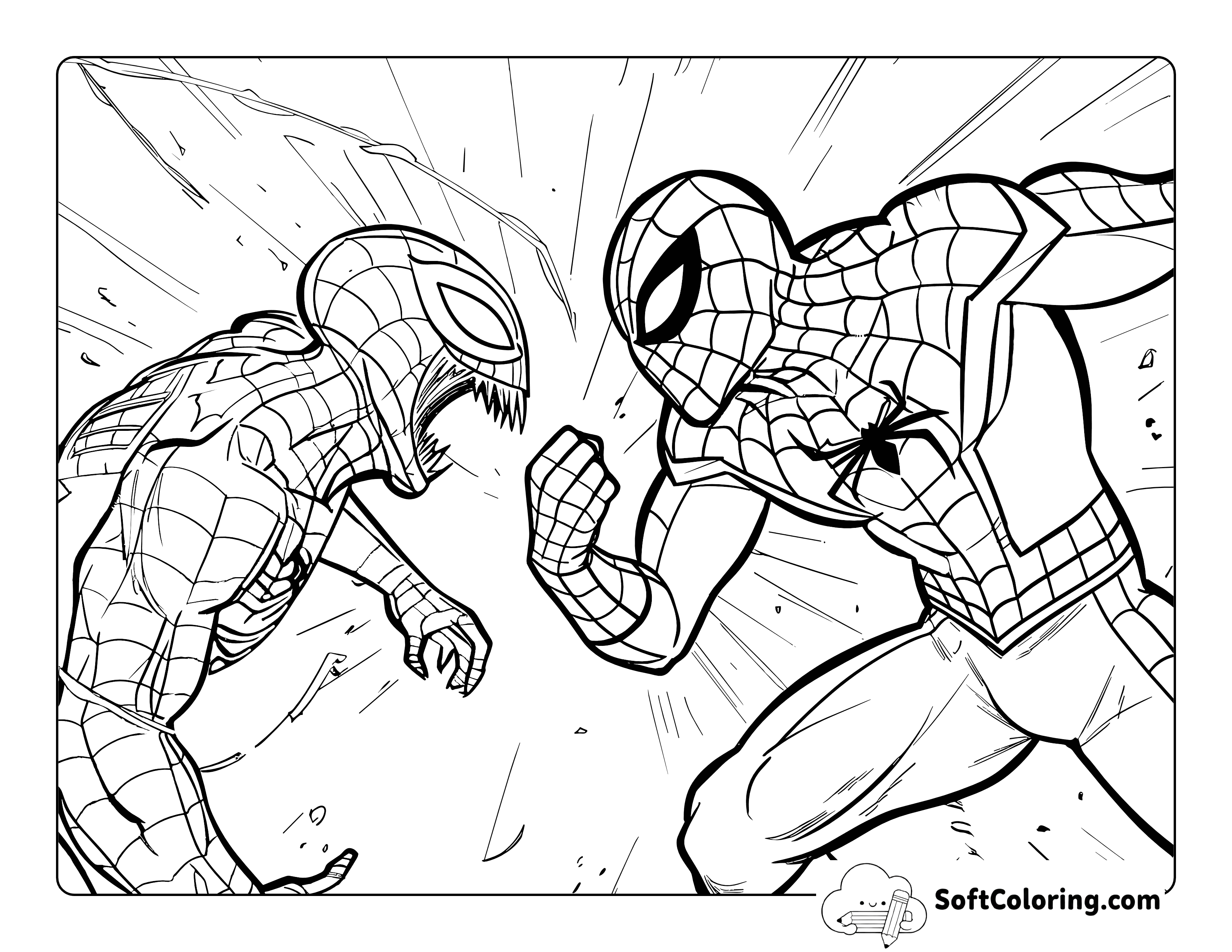 Venom-Inspired Villain Battle Coloring Sheet