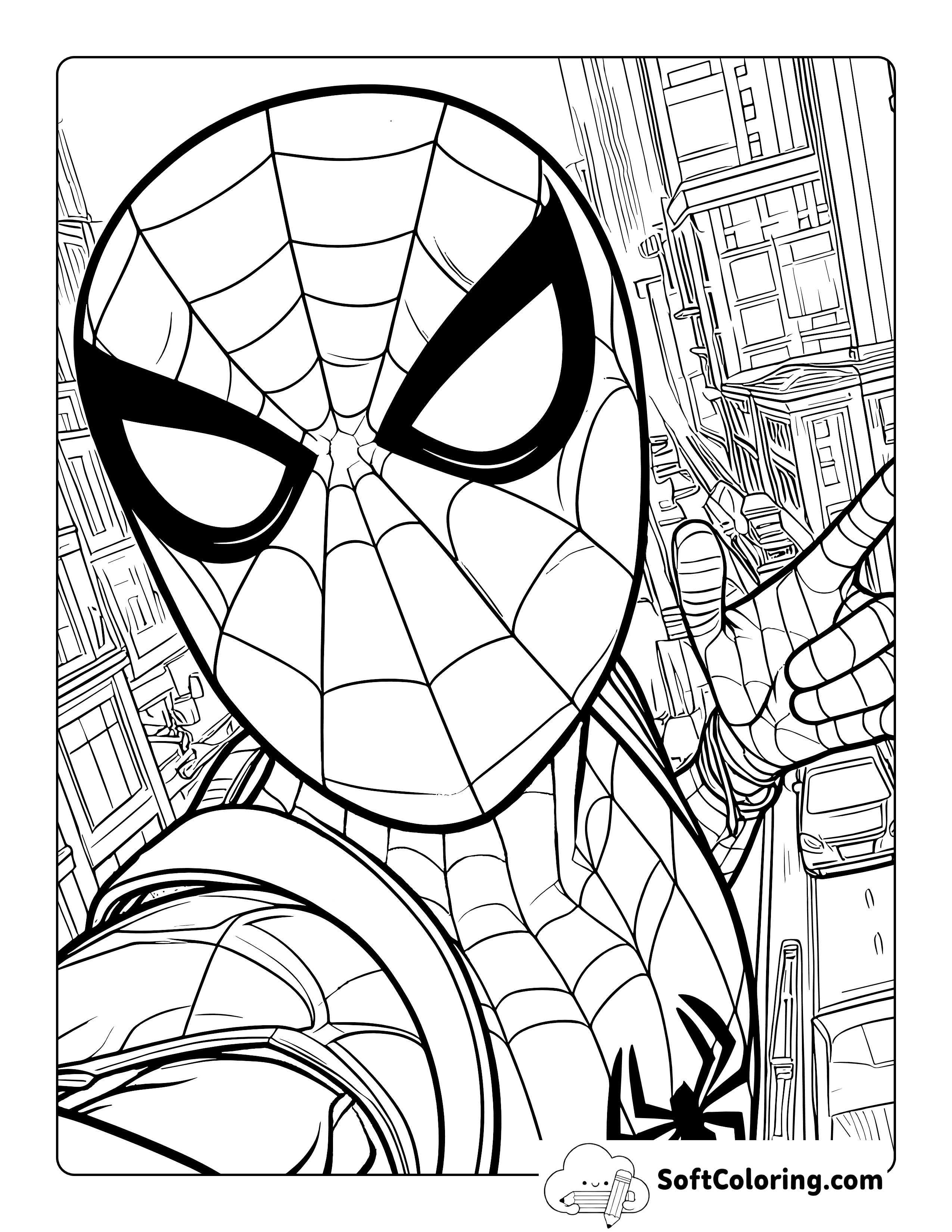 Spiderman-Inspired Selfie Coloring Page