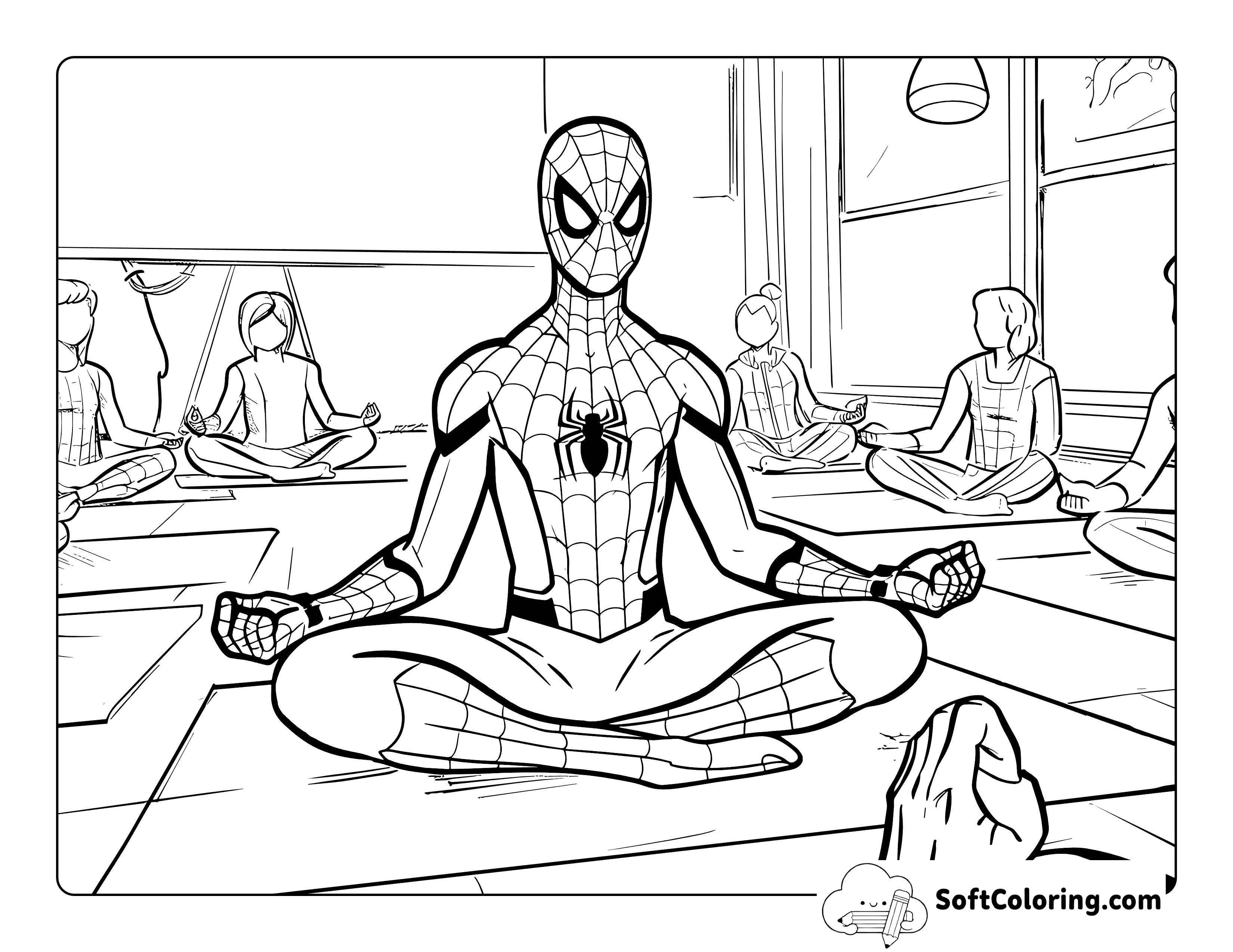 Spidey-Inspired Meditation Coloring Page for Teens