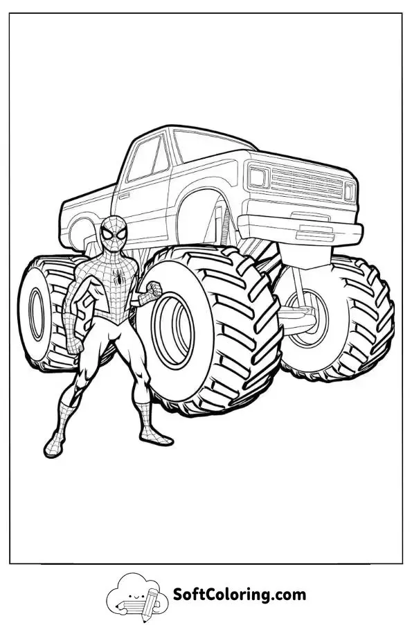 Spider-Man Monster Truck Coloring Page