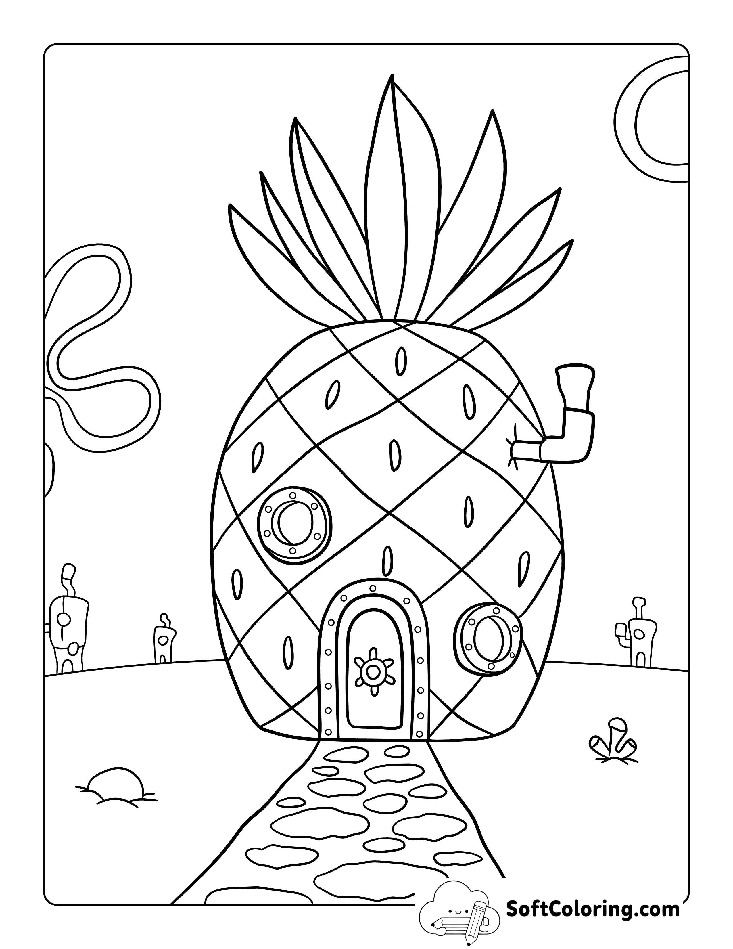 Cool Spongebob-Inspired Pineapple House Coloring Page