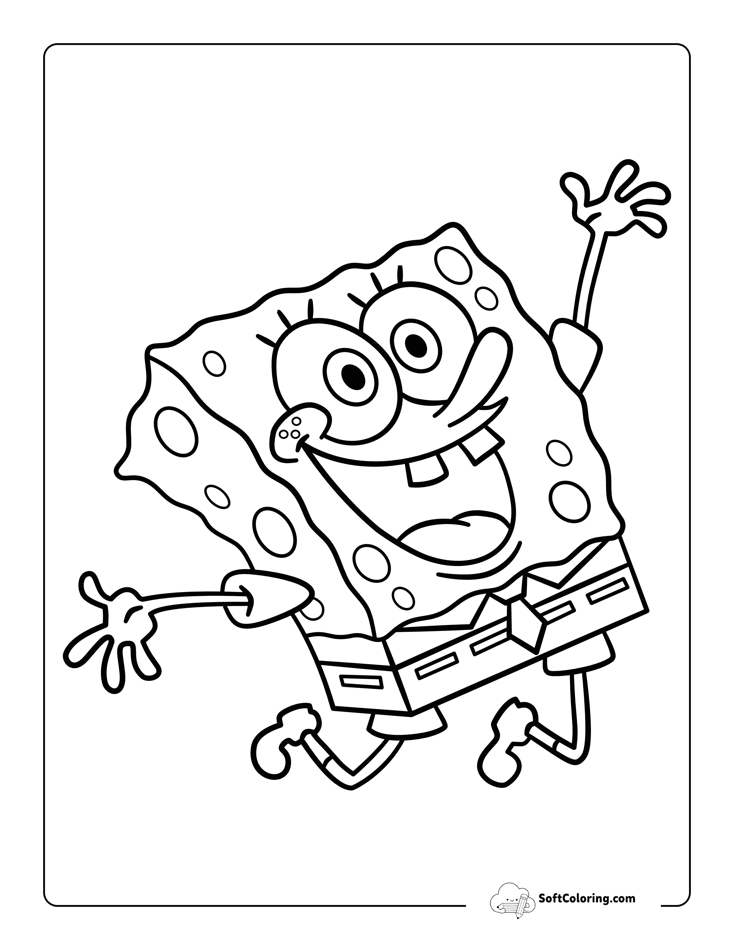 Easy Cute Spongebob-Inspired Coloring Page