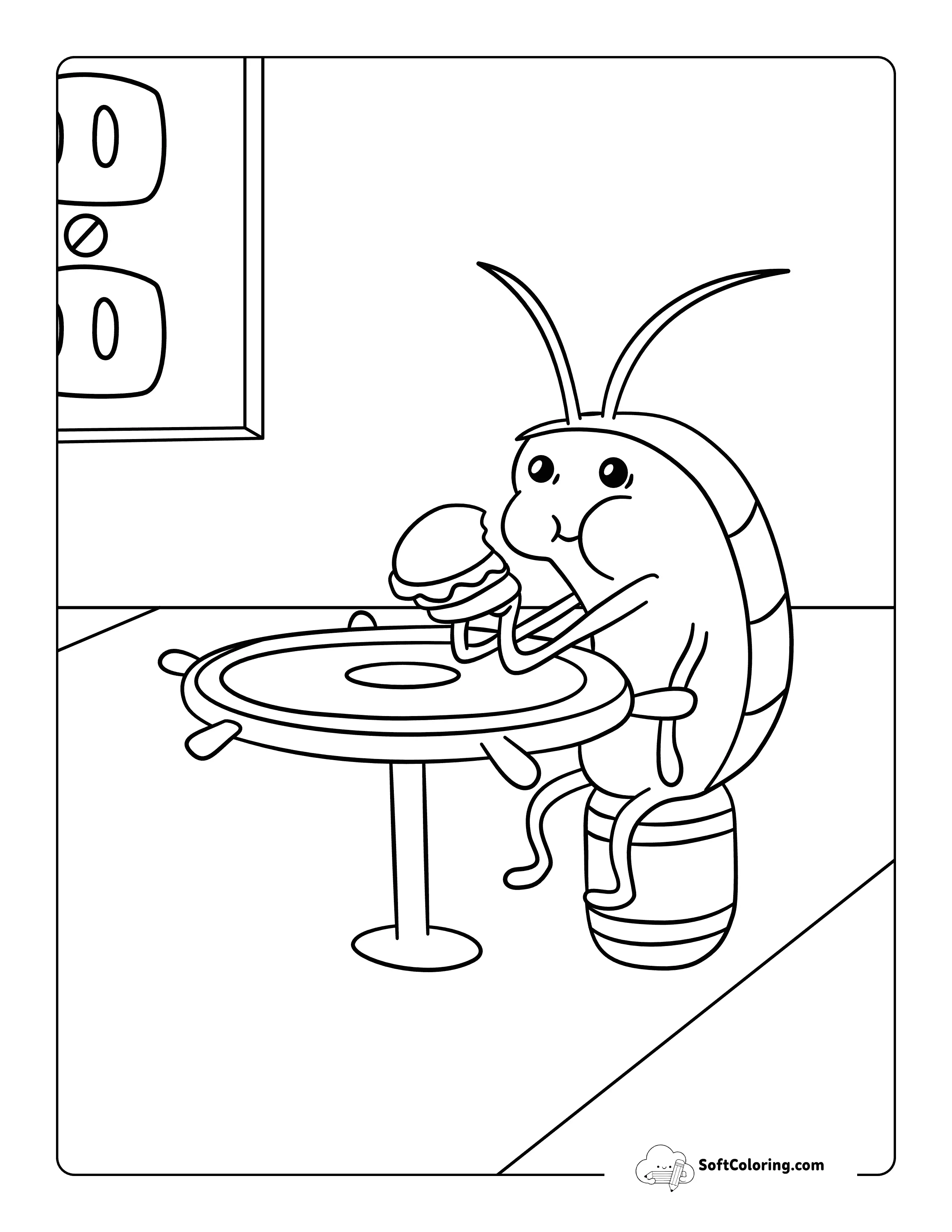 Funny Roach And Krabby Patty Spongebob-Inspired Coloring Page