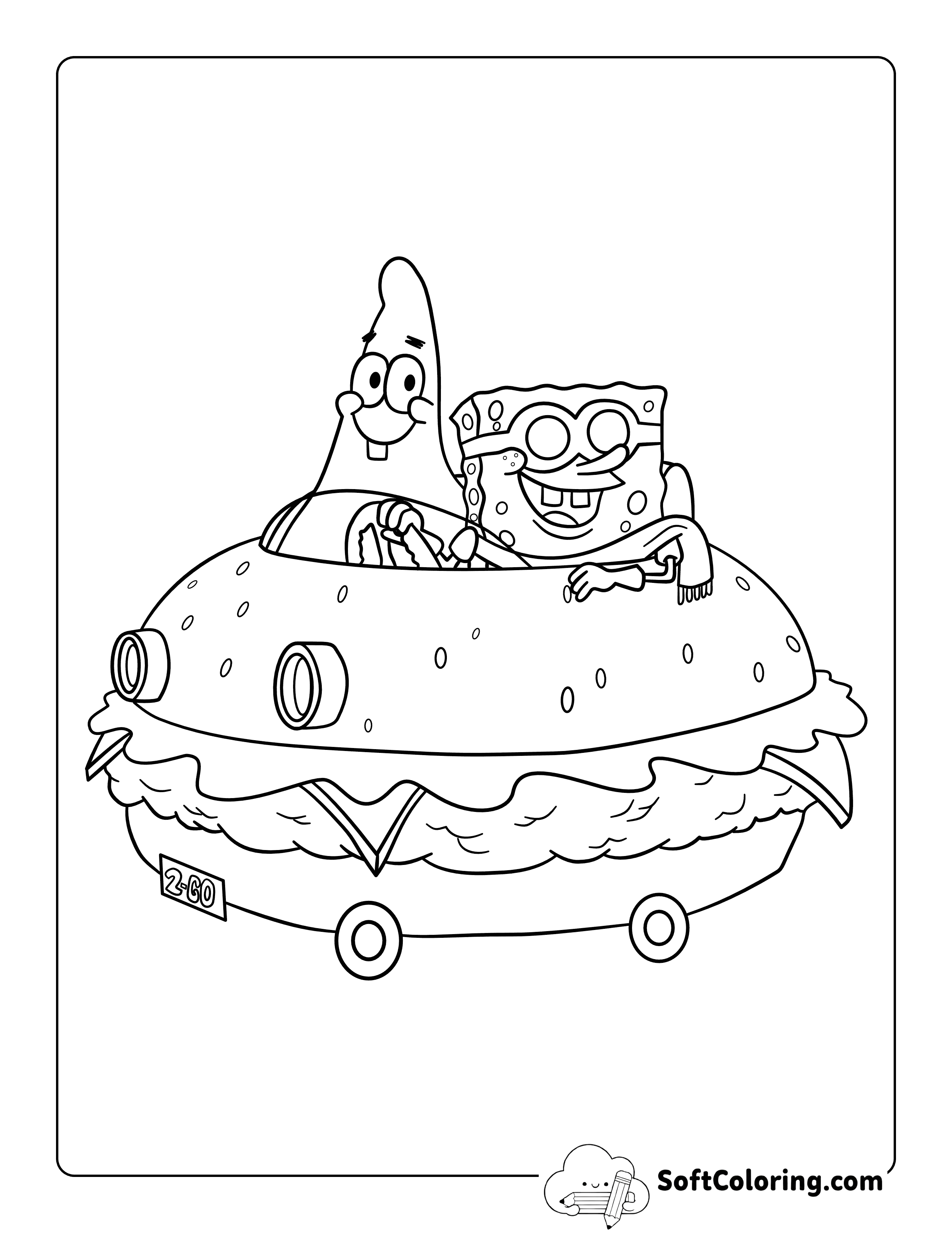 Easy Drawing to Color Inspired by the Krabby Patty Mobile