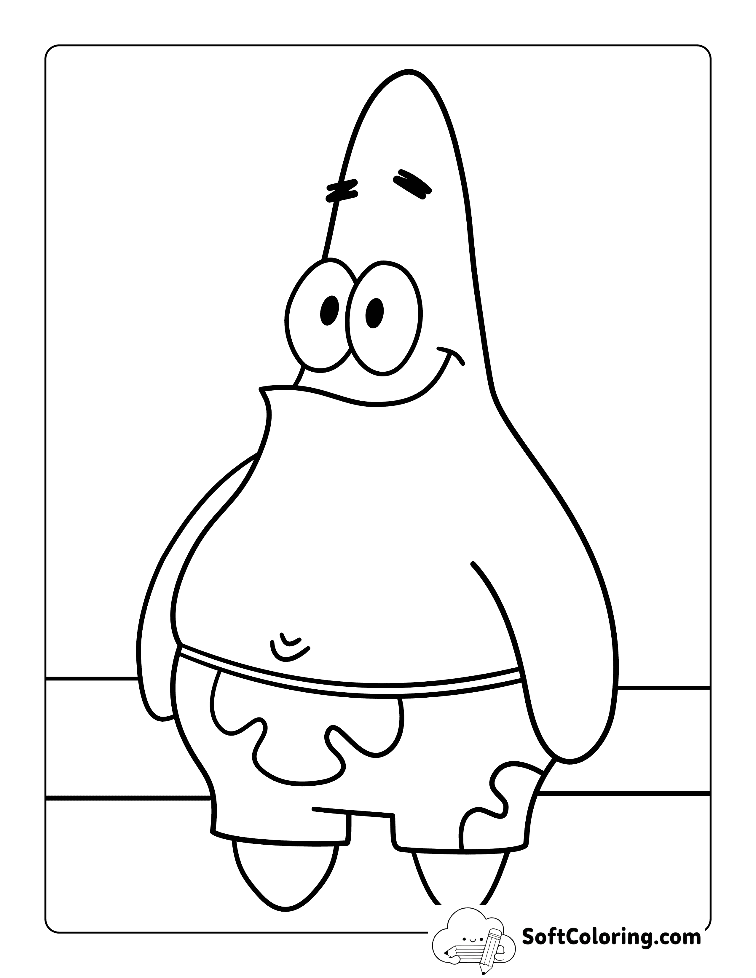 Easy Patrick Star SongeBob-Inspired Coloring Sheet