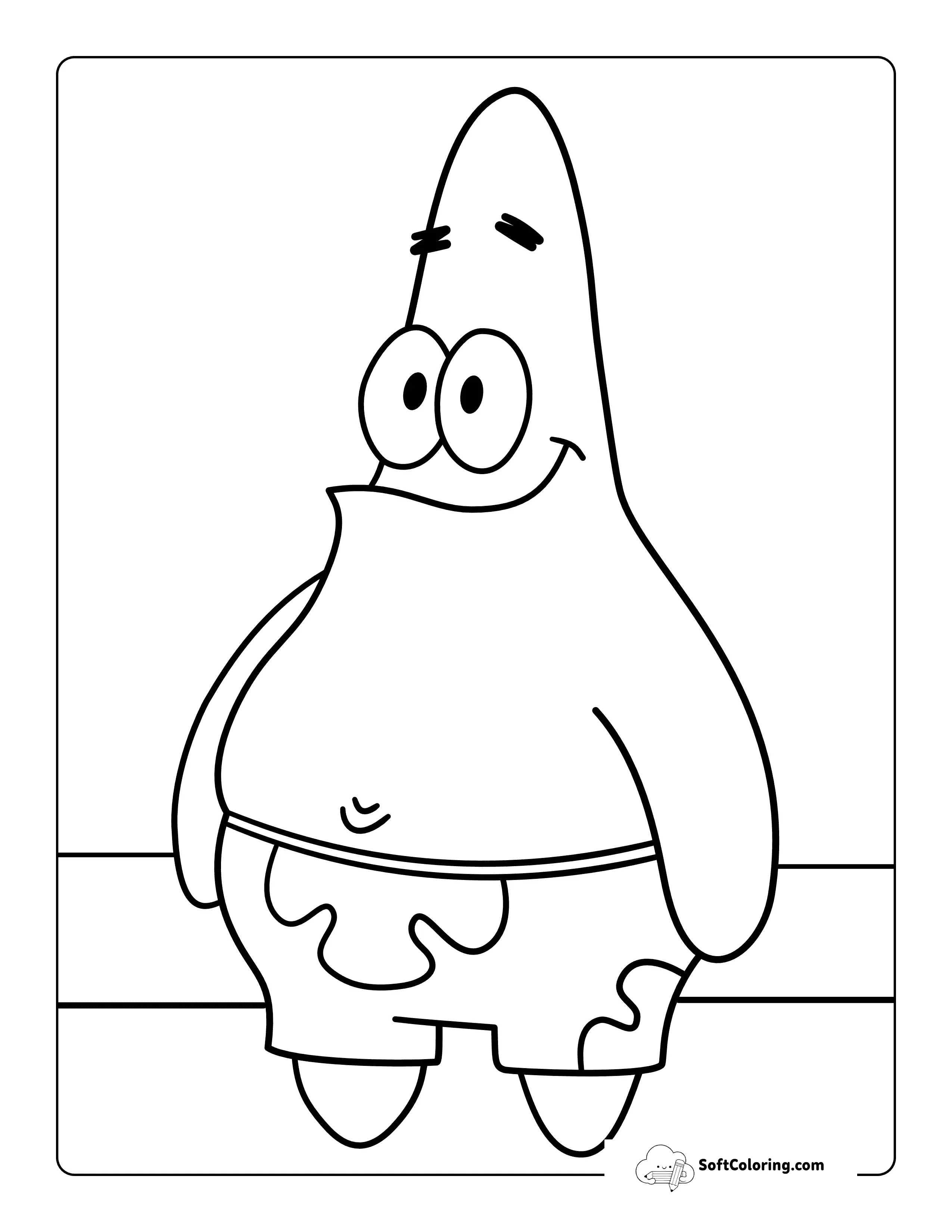 Easy Patrick Star Songebob-Inspired Coloring Sheet