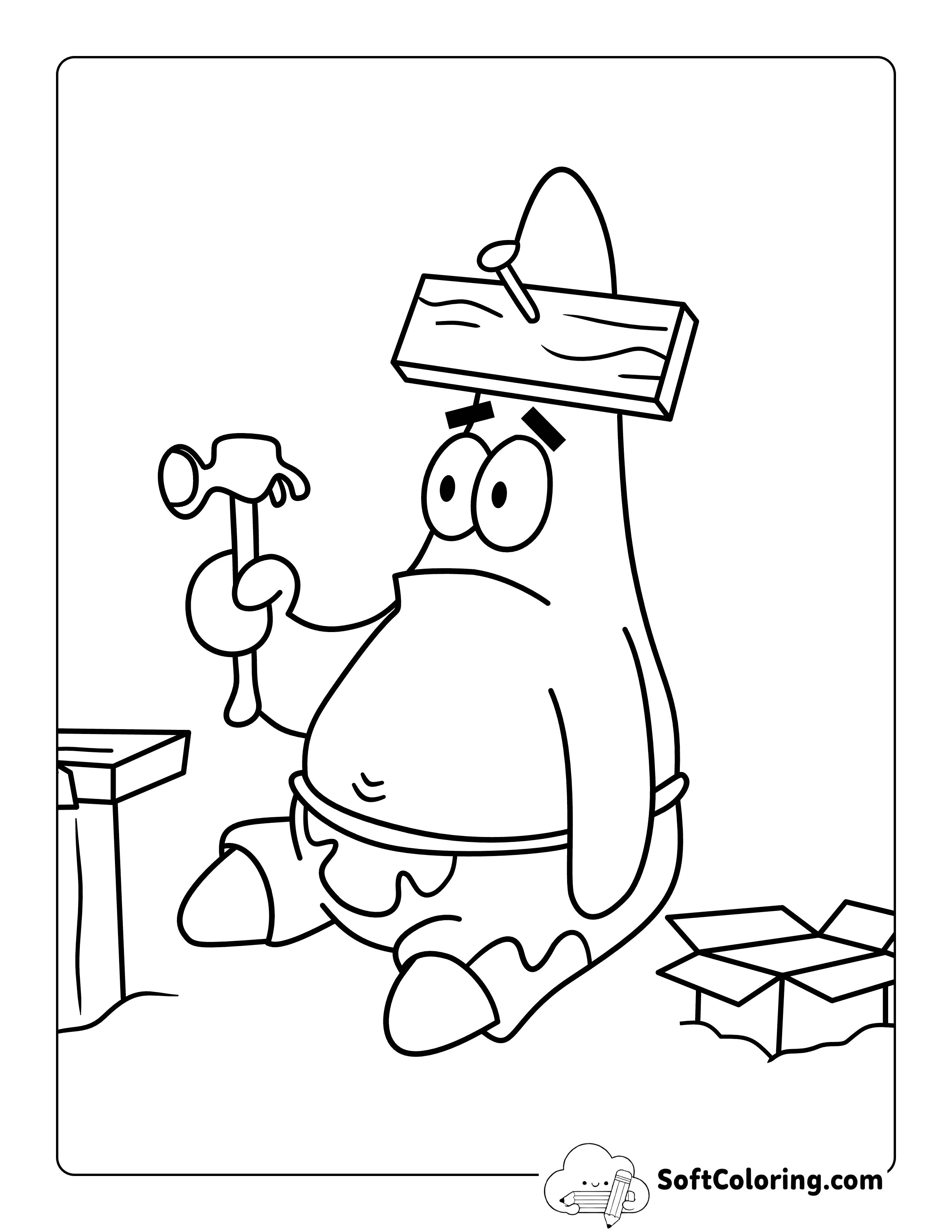 Easy Meme Coloring Page Inspired by Patrick Star from SpongeBob