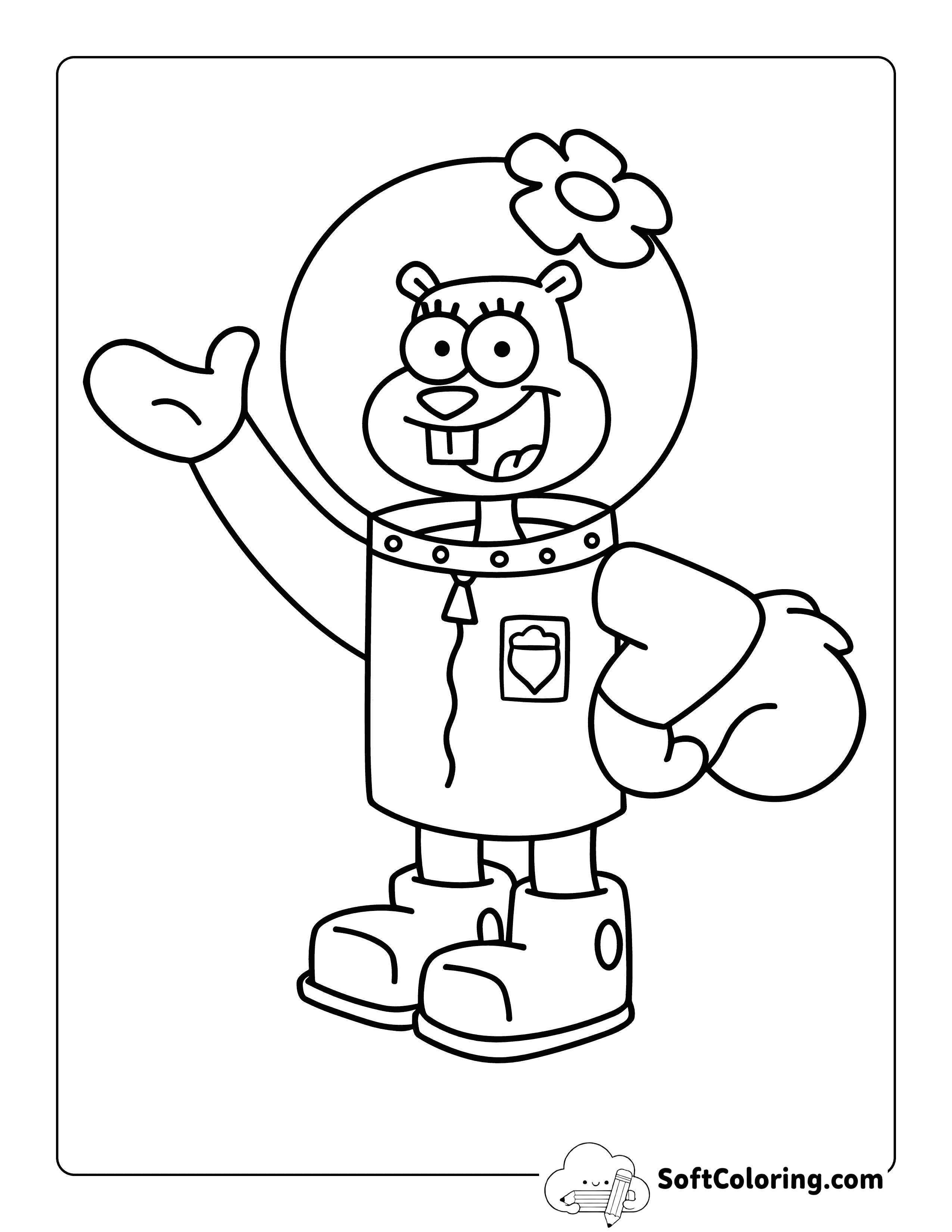 Easy Sandy Cheeks Spongebob-Inspired Coloring Page