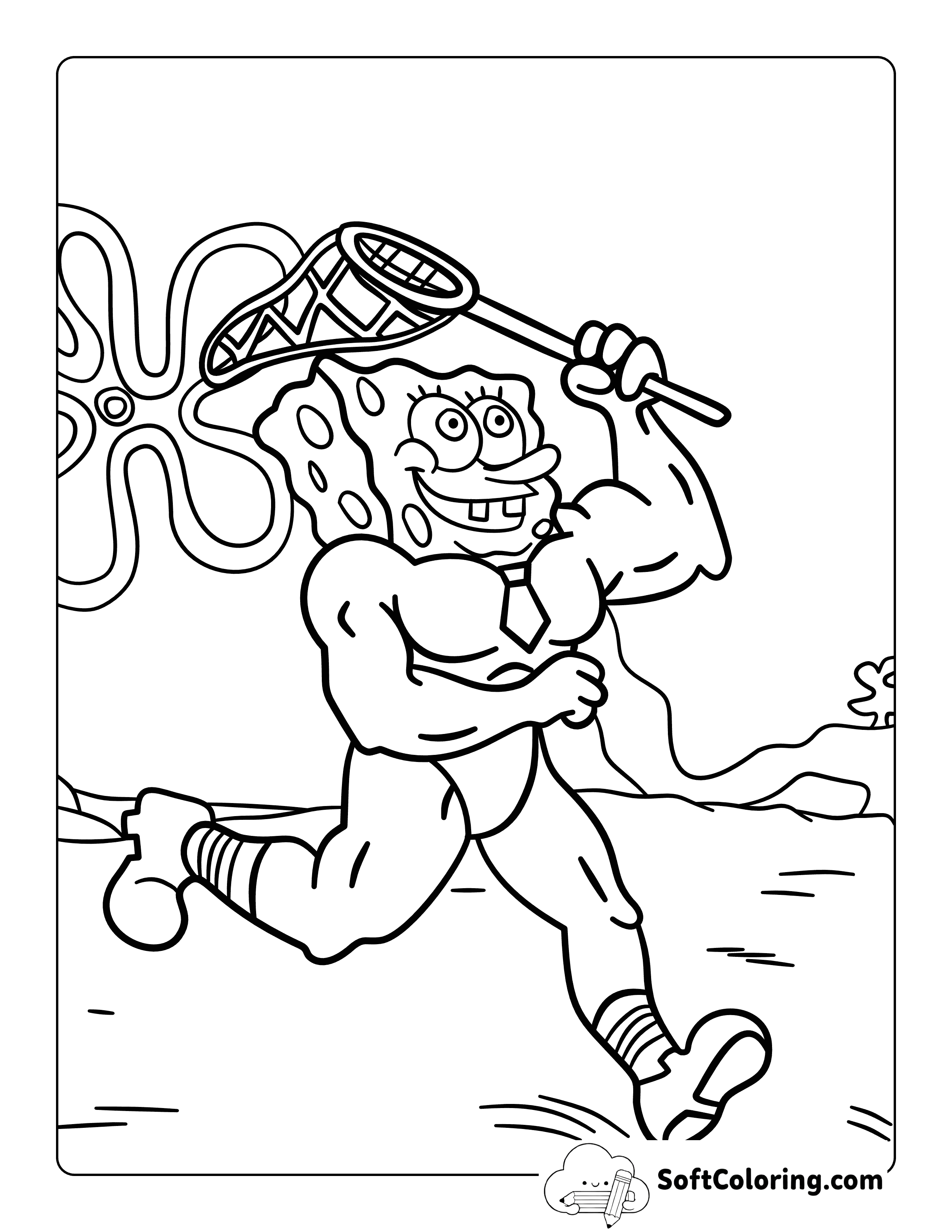 Fun Coloring Page Inspired by Strong SpongeBob Jellyfishing