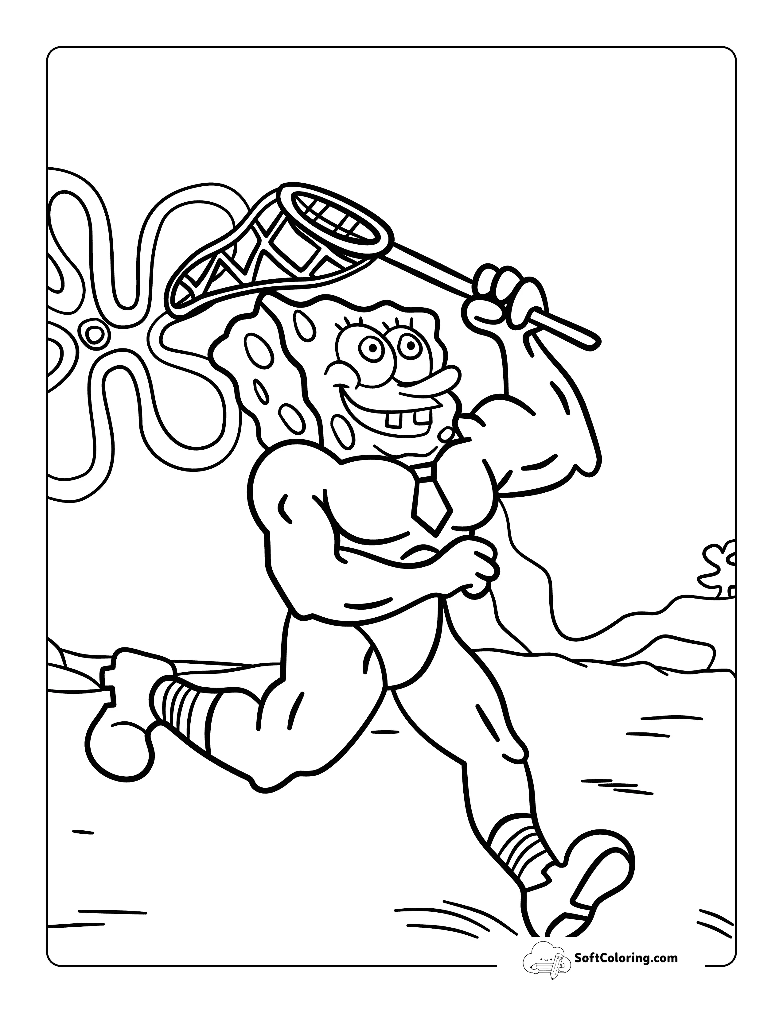 Fun Coloring Page Inspired By Strong Spongebob Jellyfishing