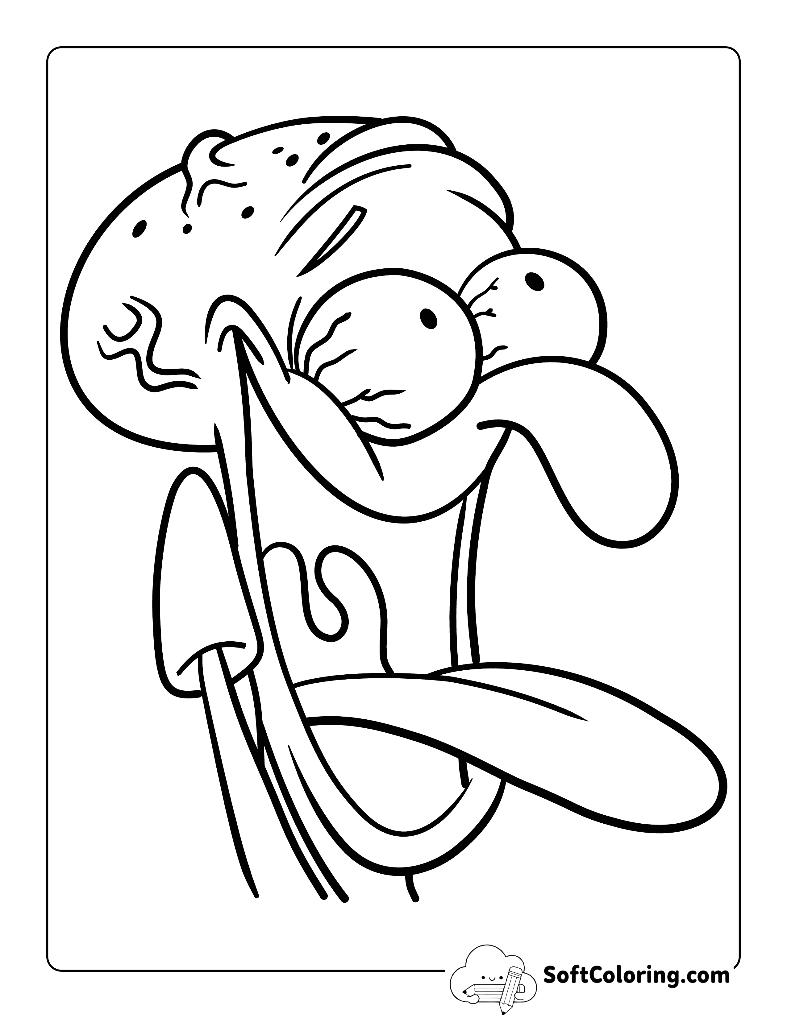 Funny Meme Outline to Color Inspired by Squidward Laughing