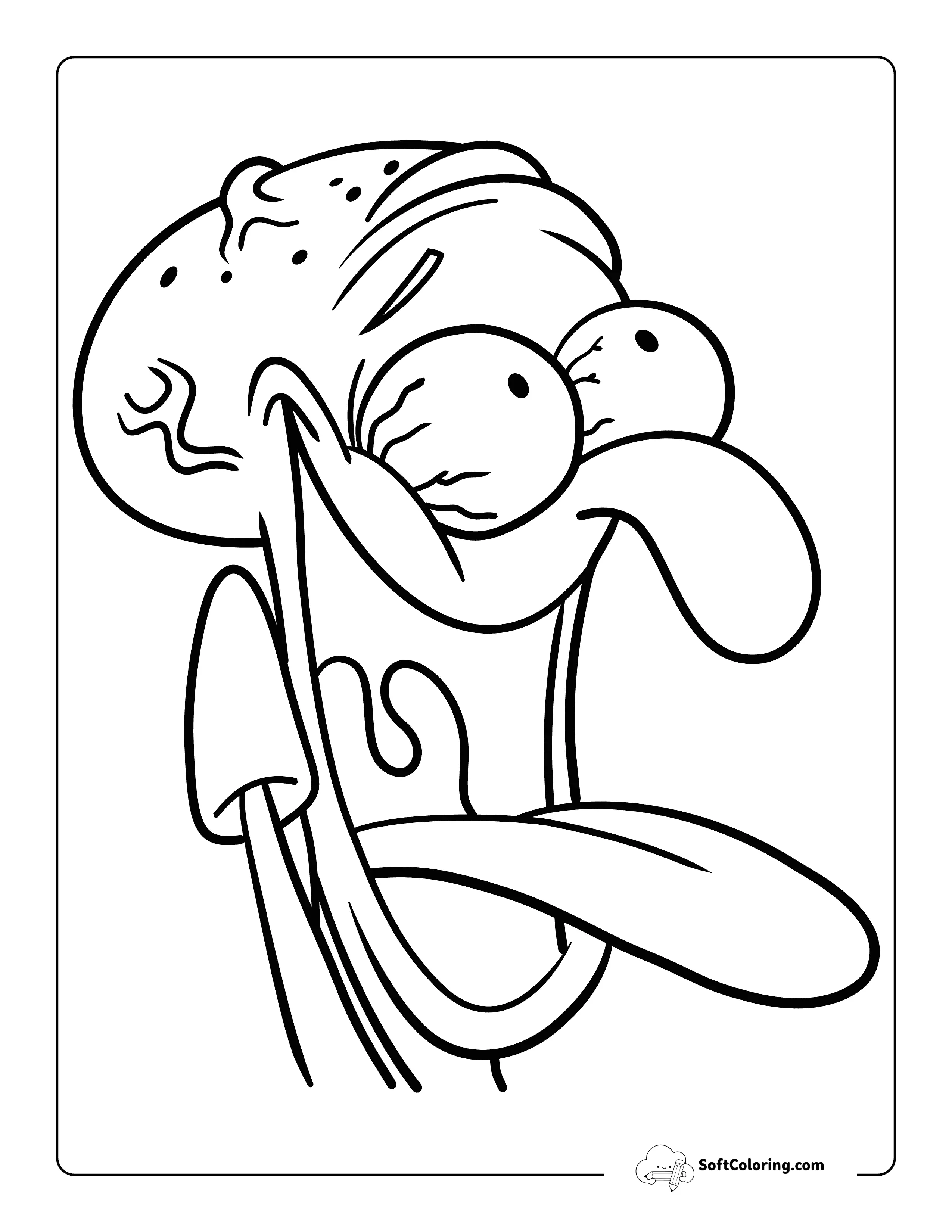 Funny Meme Outline To Color Inspired By Squidward Laughing