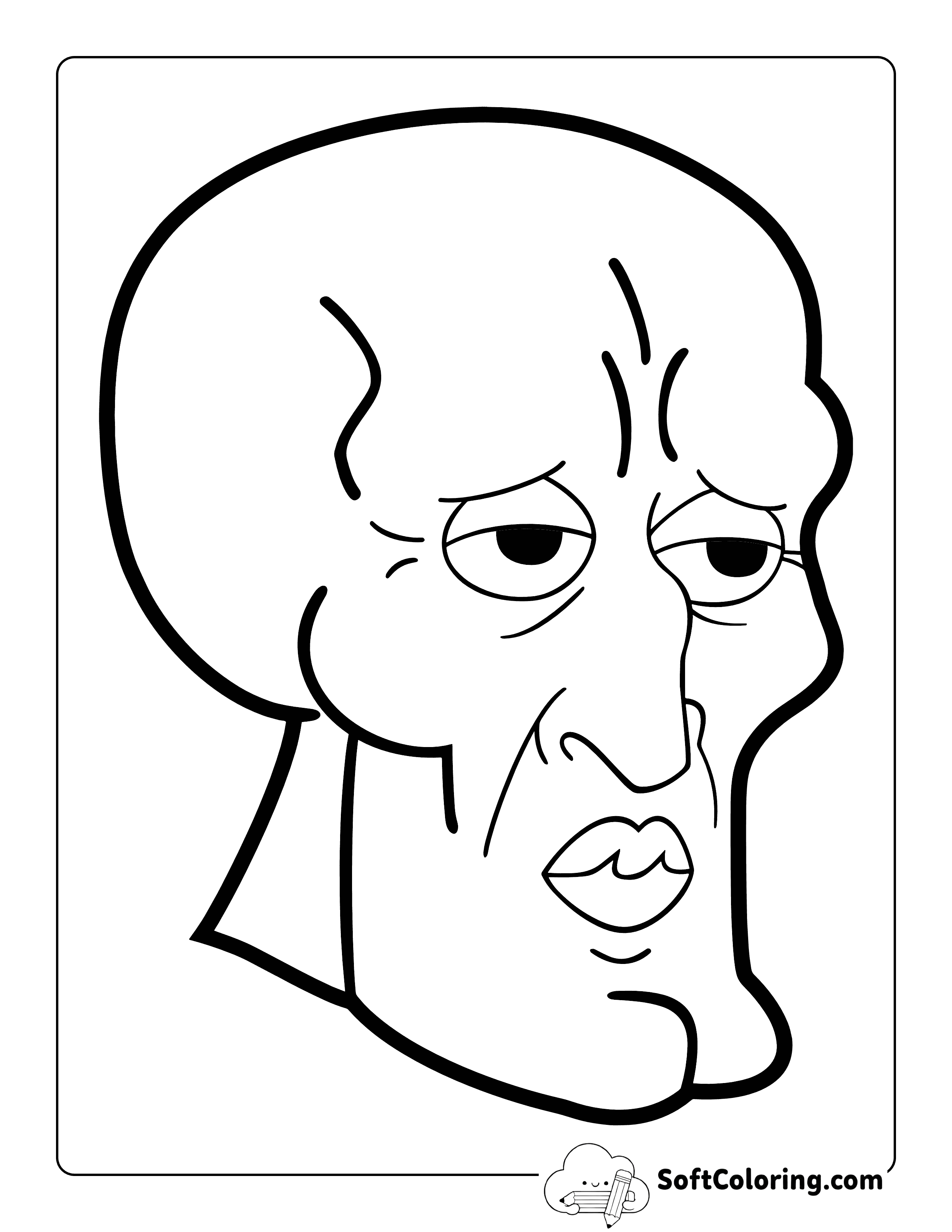 Meme Outline Printable Inspired by Handsome Squidward Head