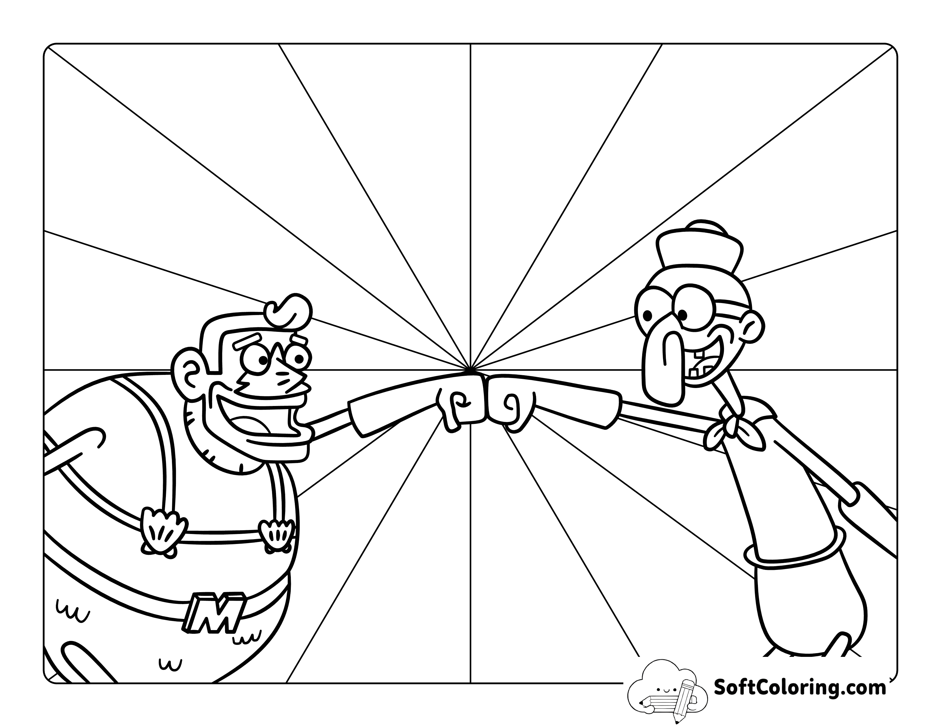 Coloring Page Inspired by Mermaid Man and Barnacle Boy