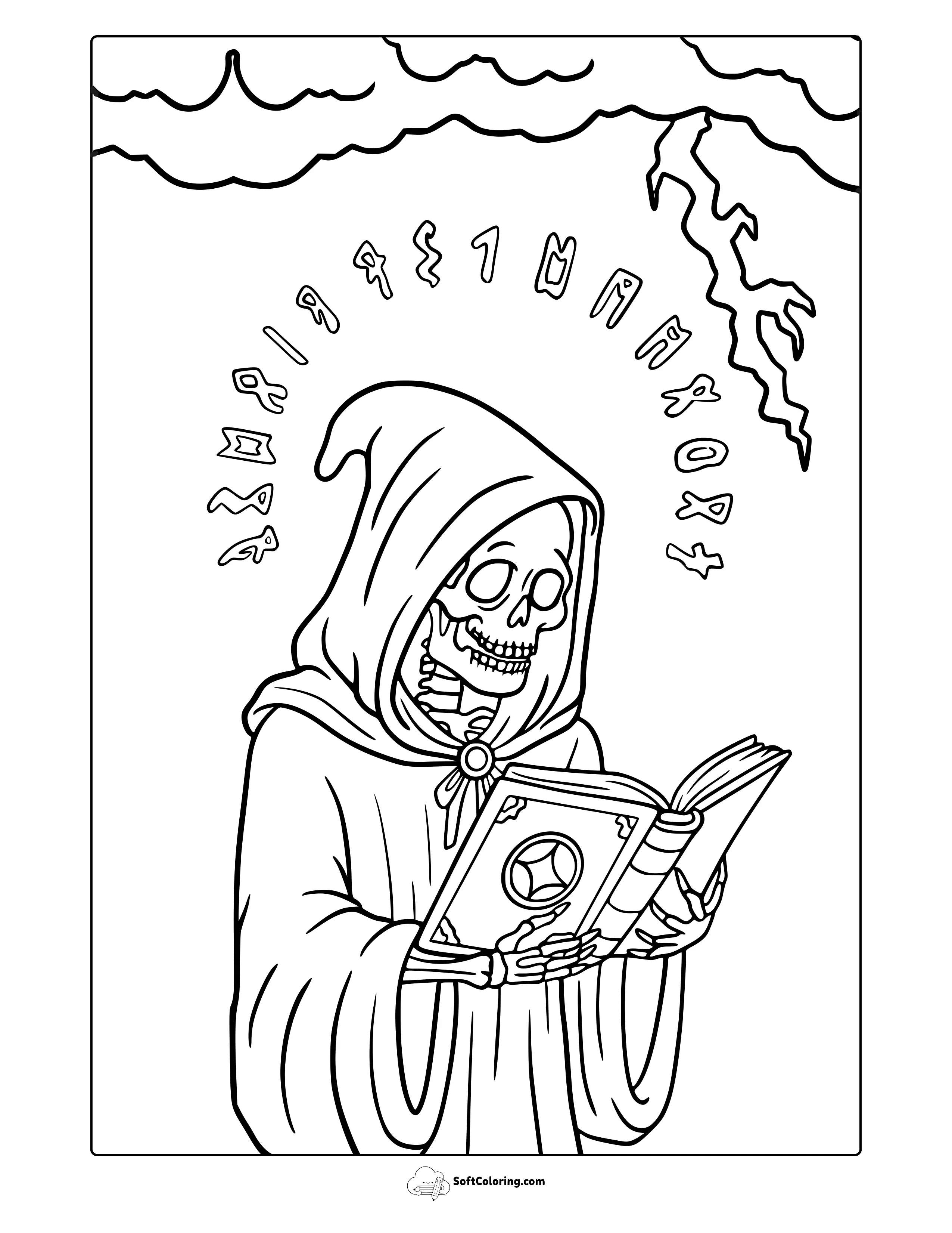 Spooky Skeleton Coloring Page