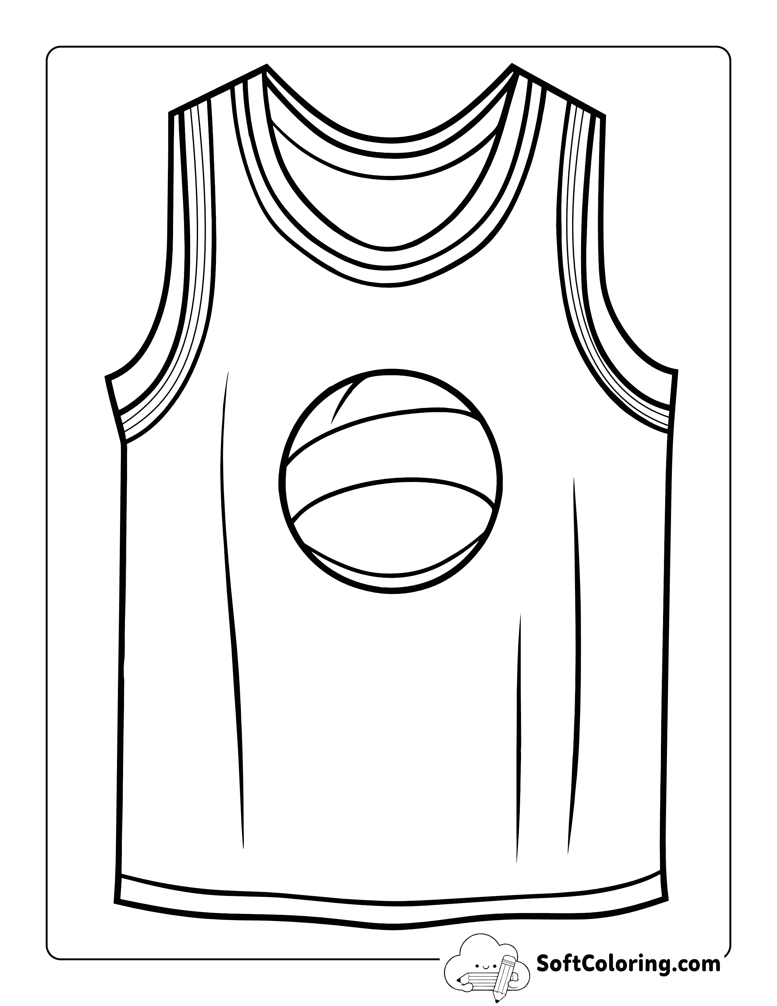Easy Printable Basketball Jersey to Color