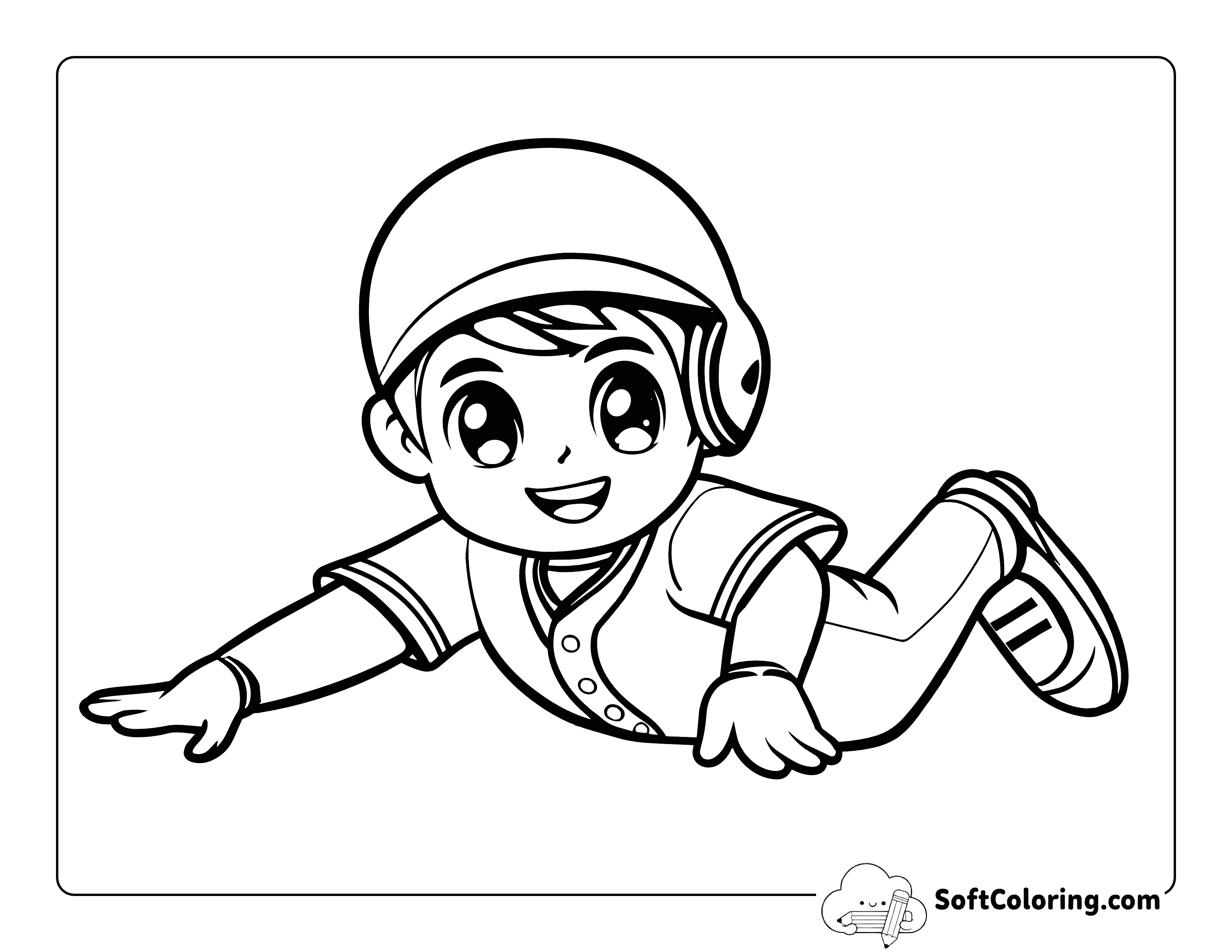 Cute Baseball Cartoon Sports Coloring Page