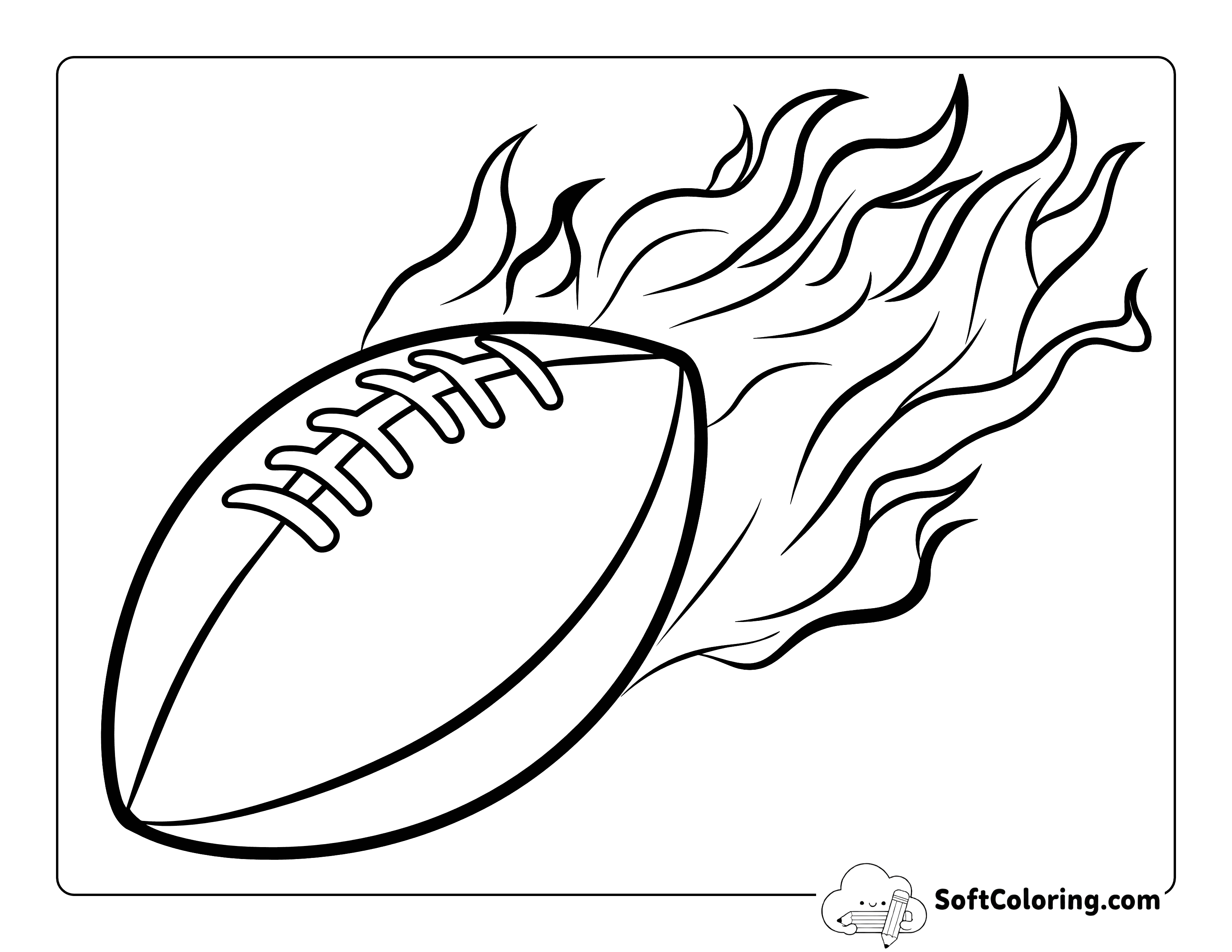 Easy Flaming Football Coloring Sheet