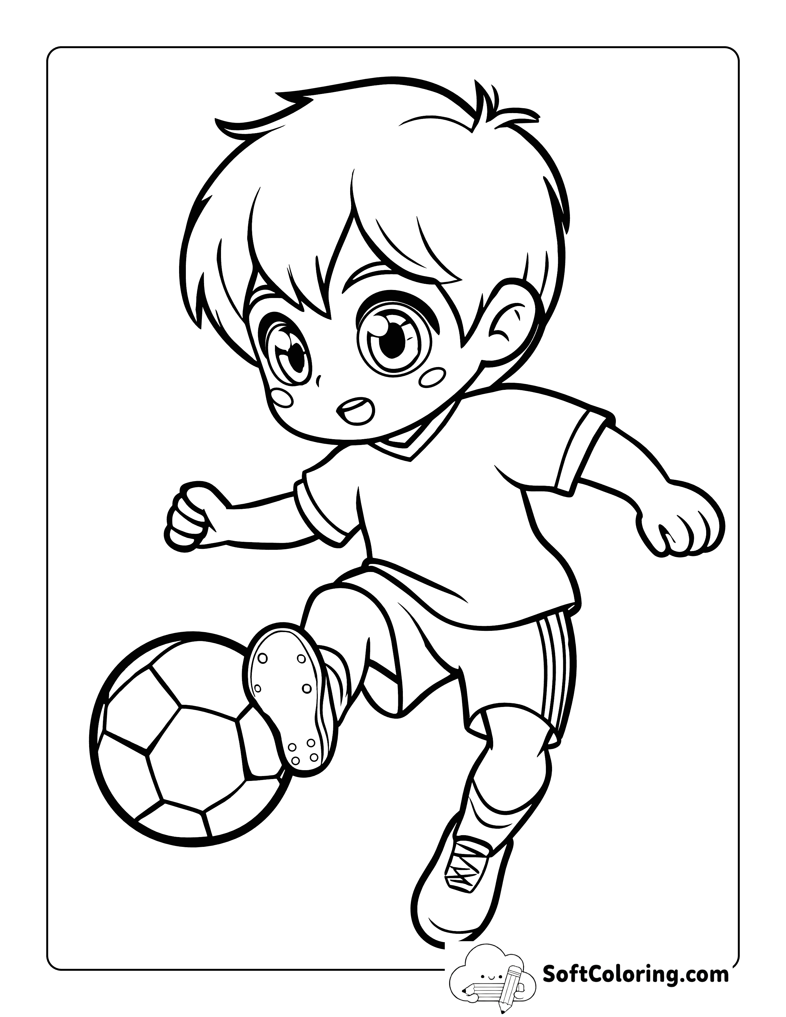 Kawaii Soccer Coloring Page Printable