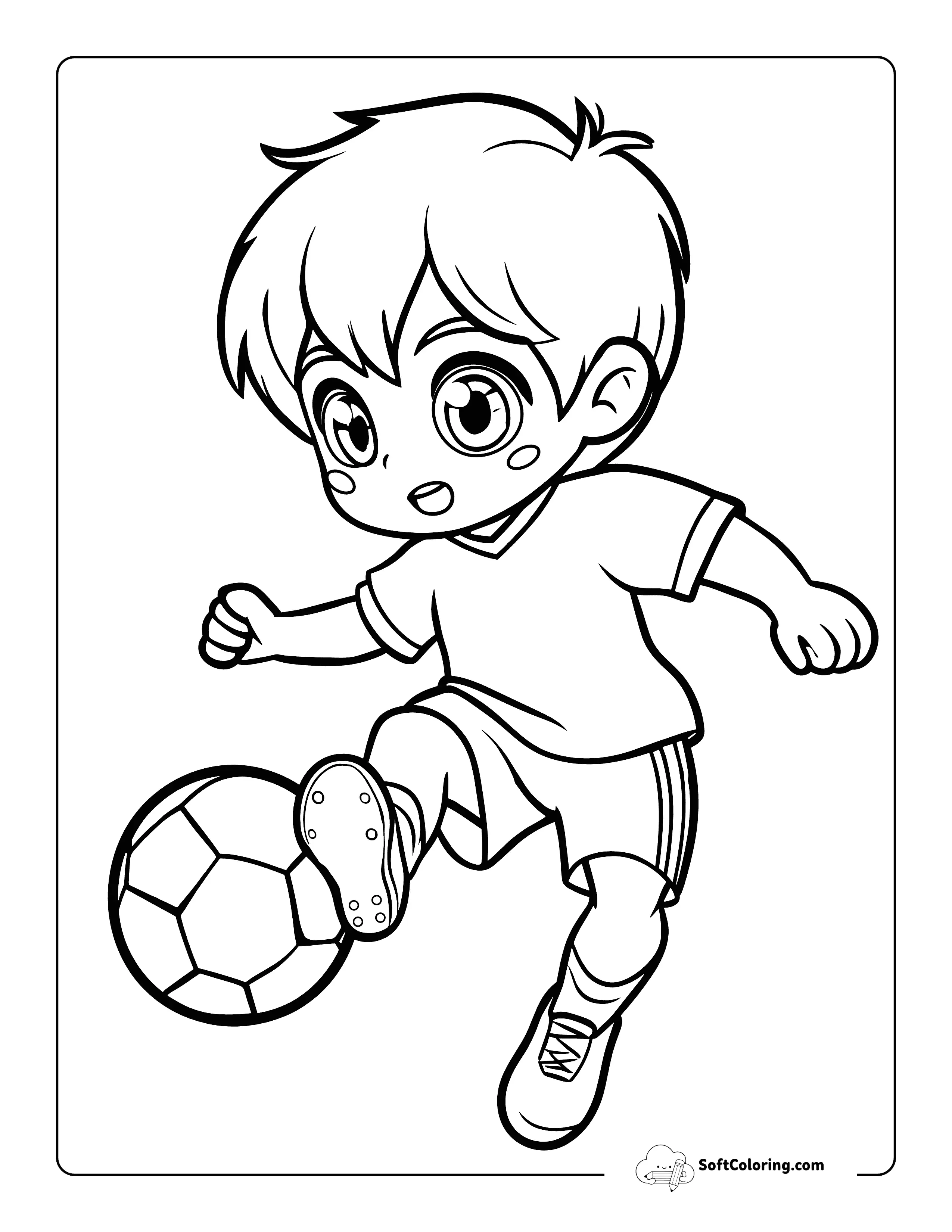Kawaii Soccer Coloring Page Printable