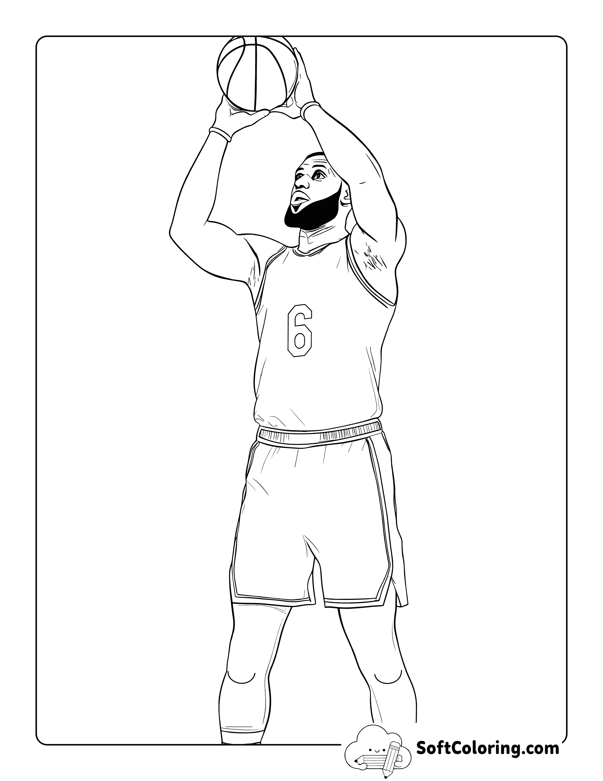 Lebron James Basketball NBA Coloring Page