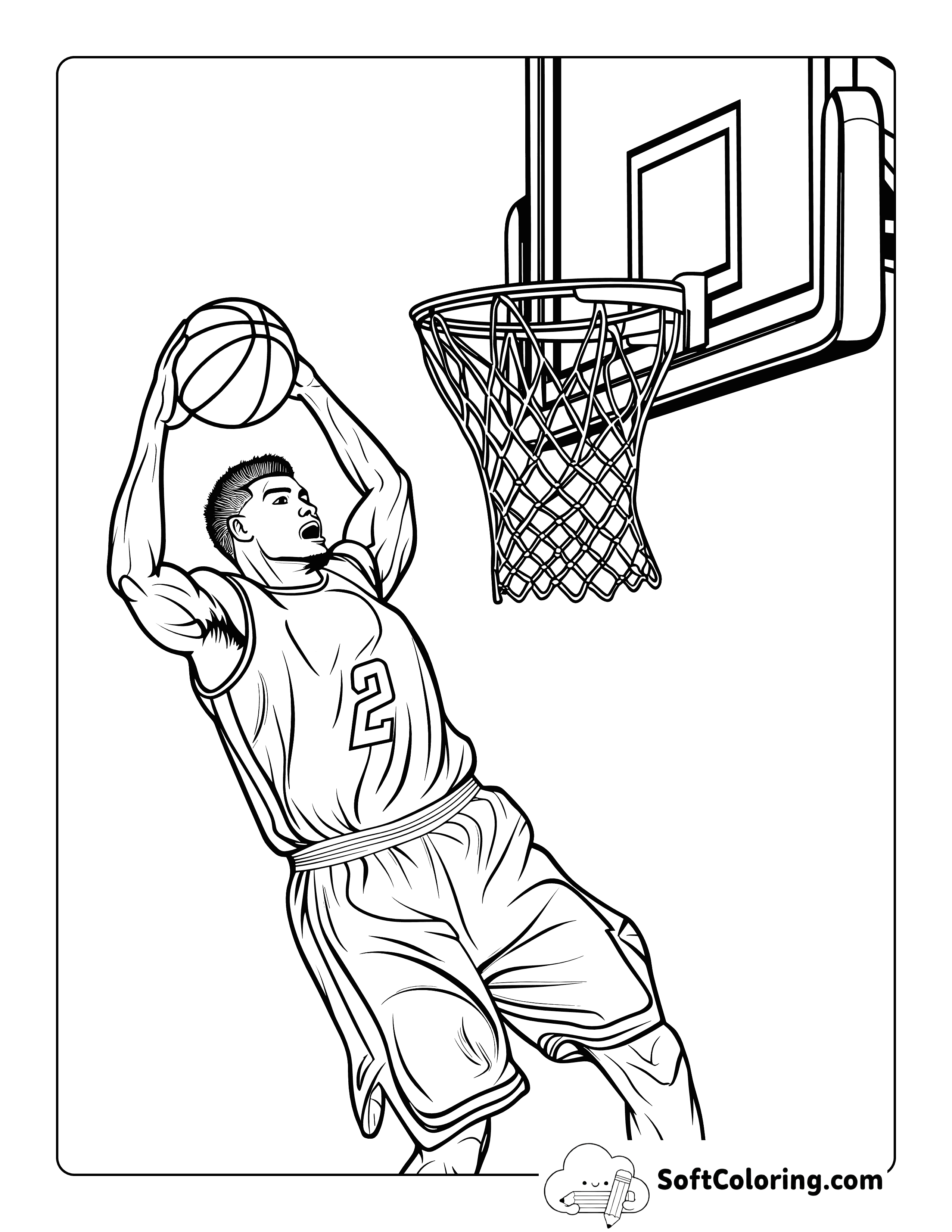 Realistic Dunk Basketball NBA Coloring Page