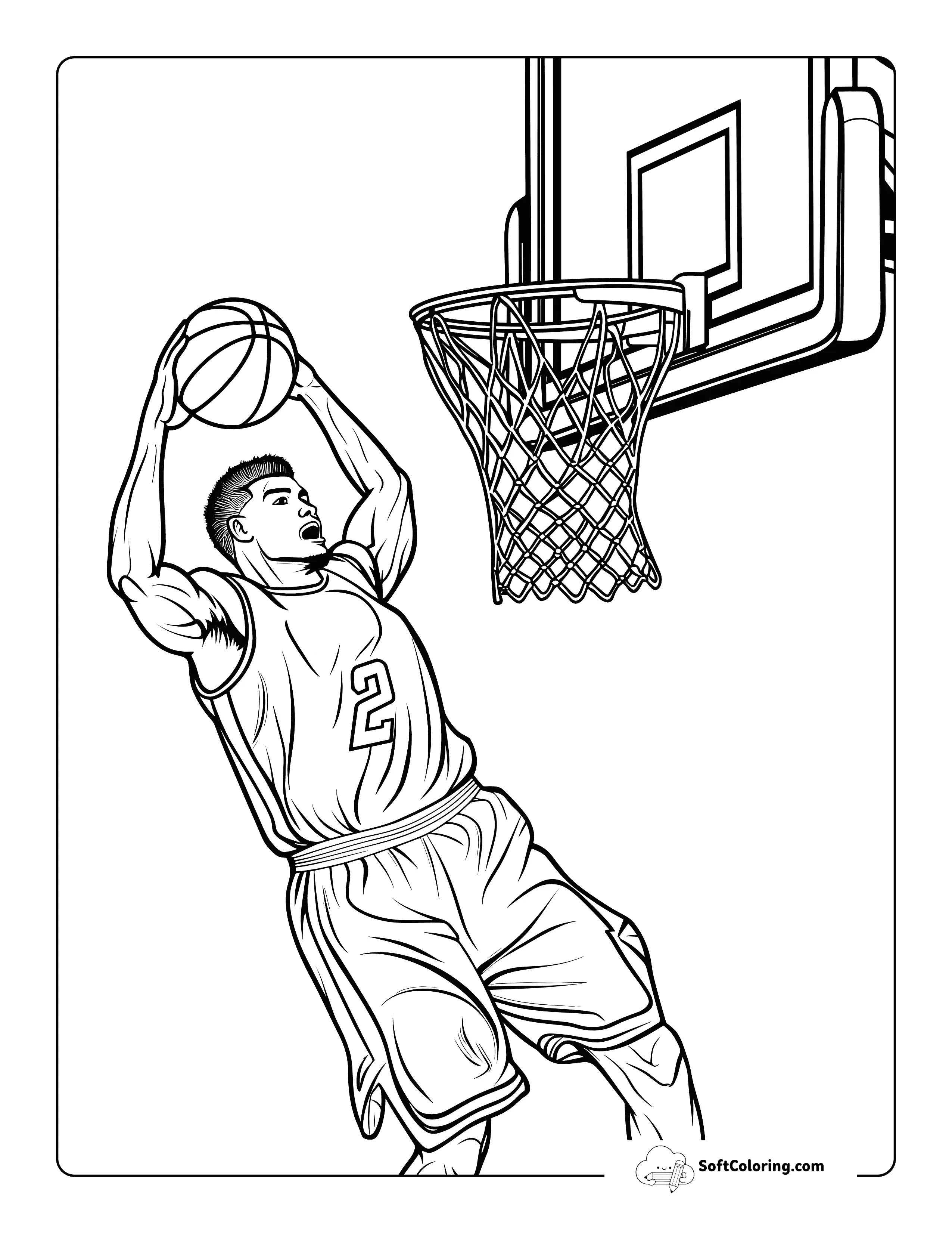 Realistic Dunk Basketball Nba Coloring Page