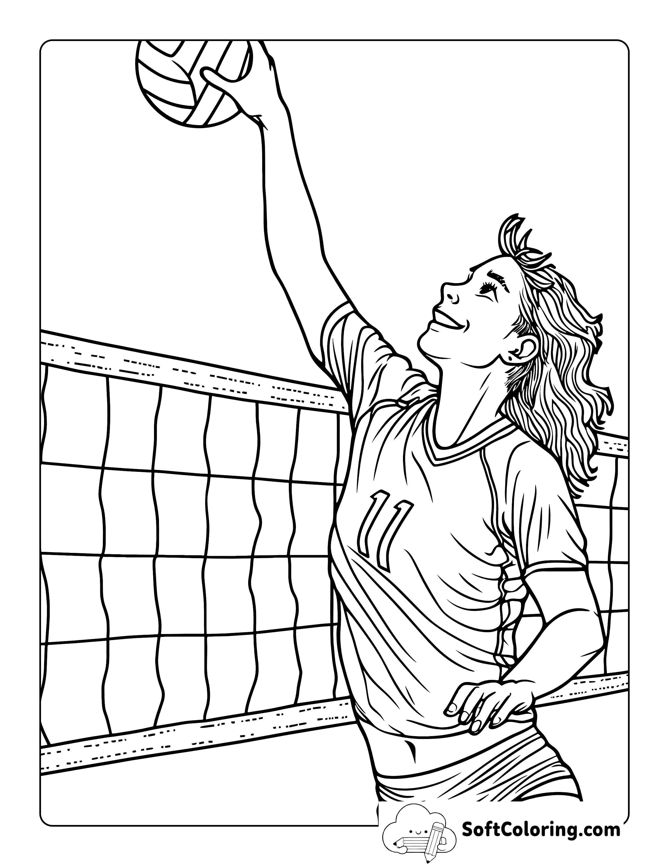 Realistic Volleyball Coloring Page for Teens
