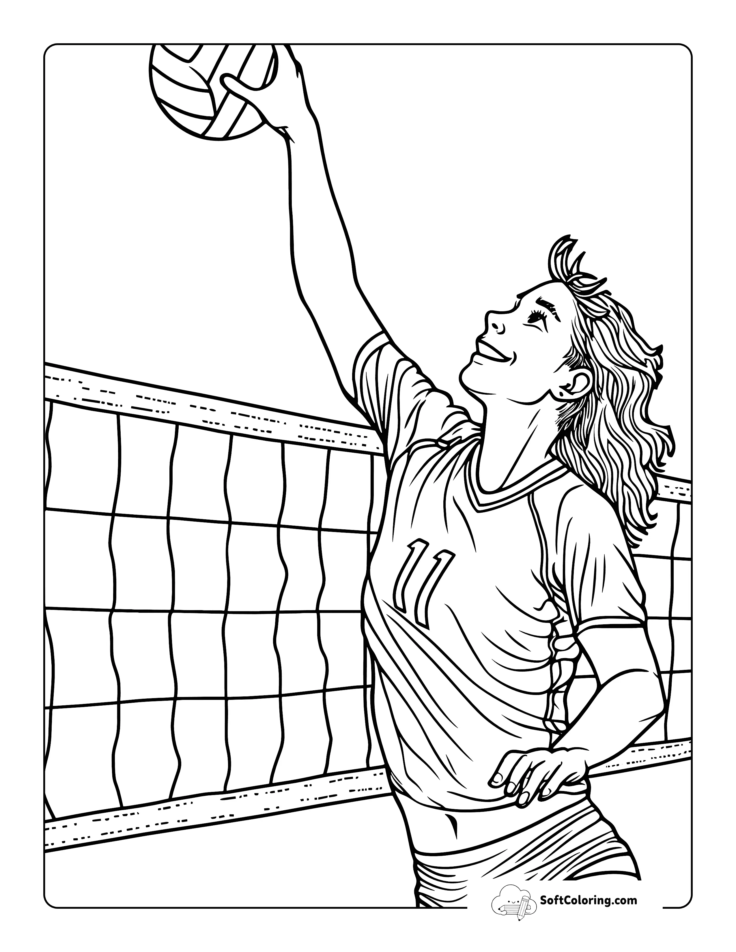 Realistic Volleyball Coloring Page For Teens