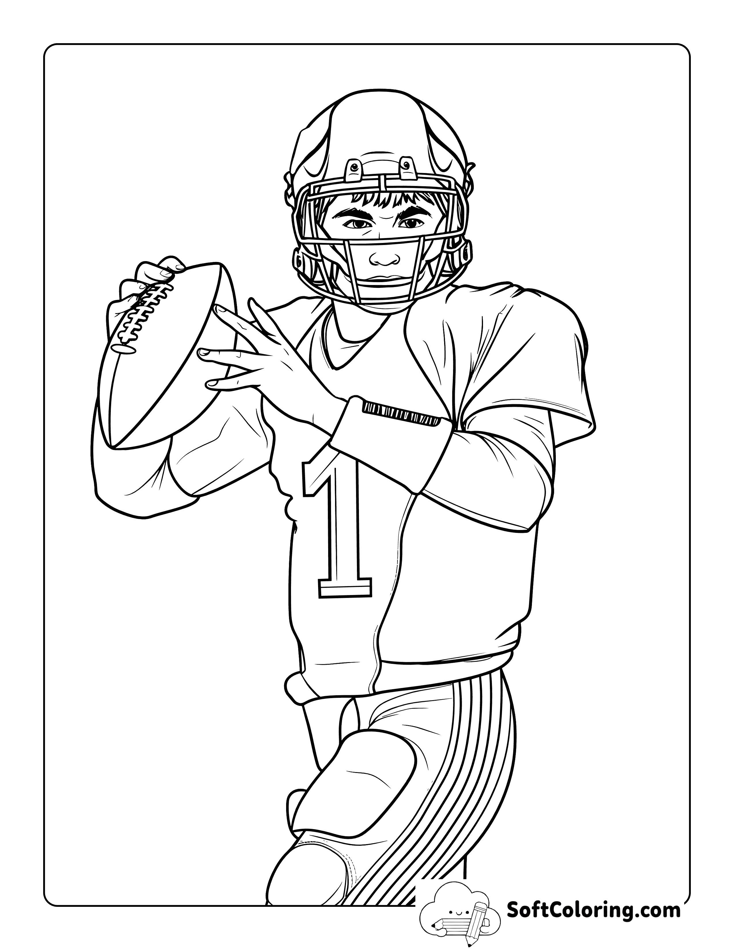 Realistic Quarterback Football Coloring Page