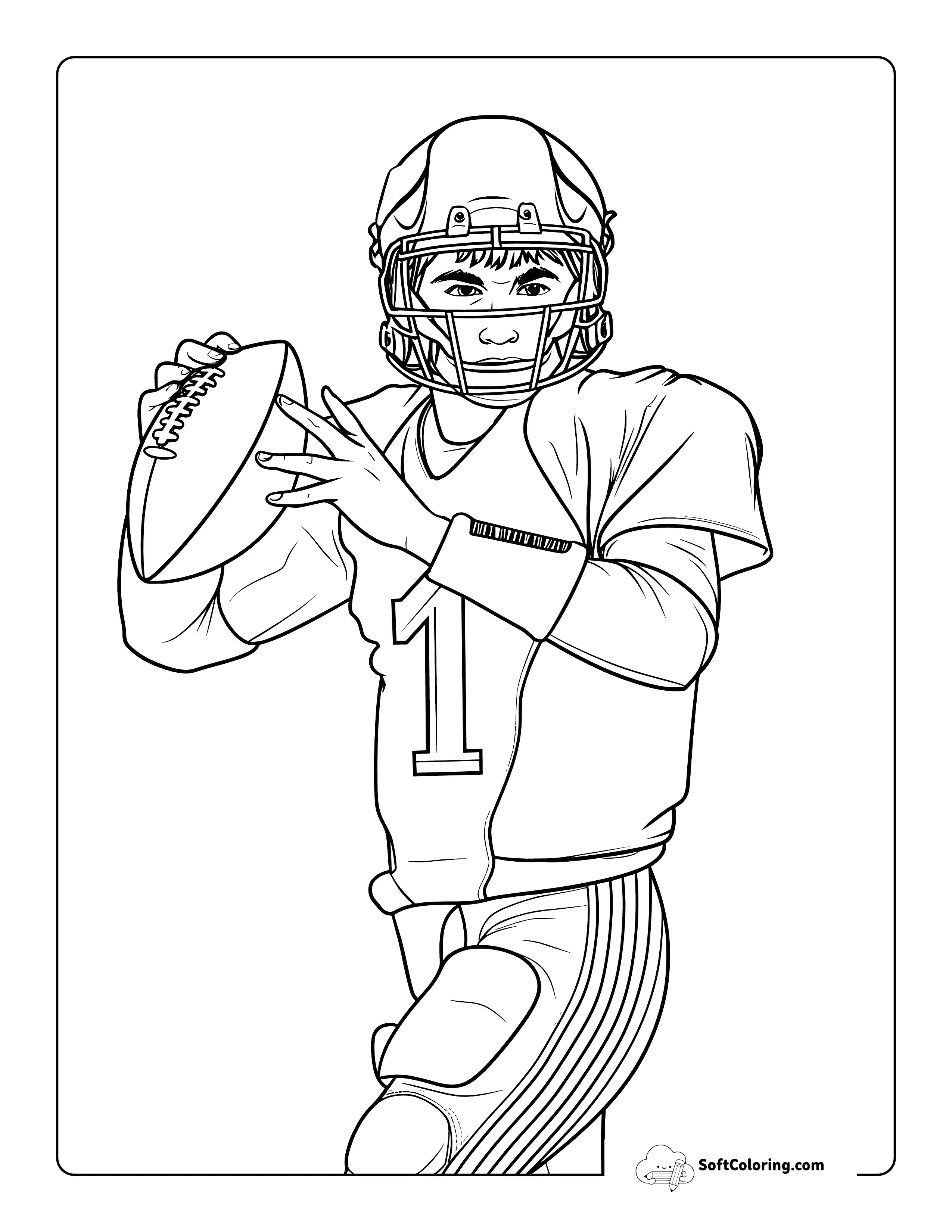 Realistic Quarterback Football Coloring Page