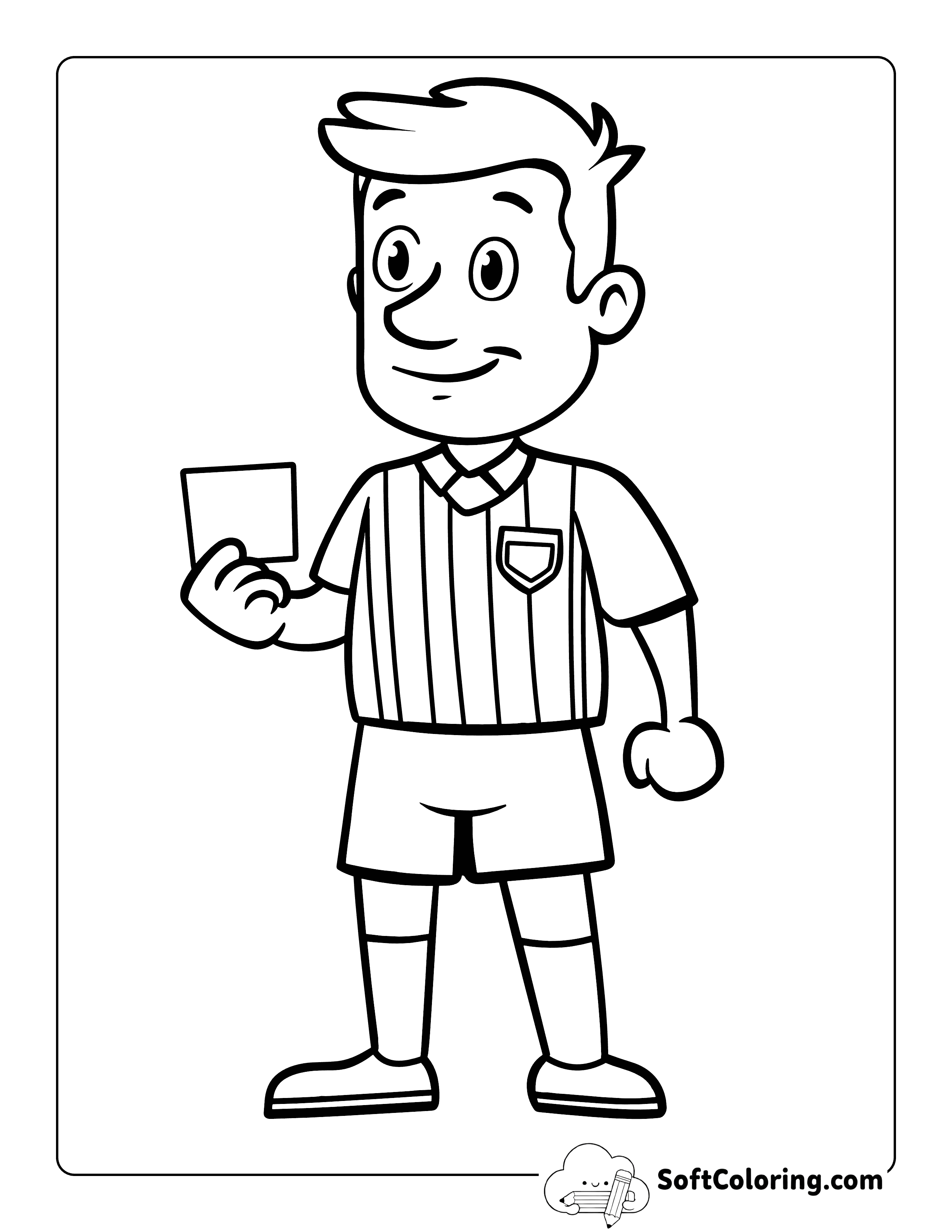 Simple Soccer Referee Penalty Sports Coloring Sheet