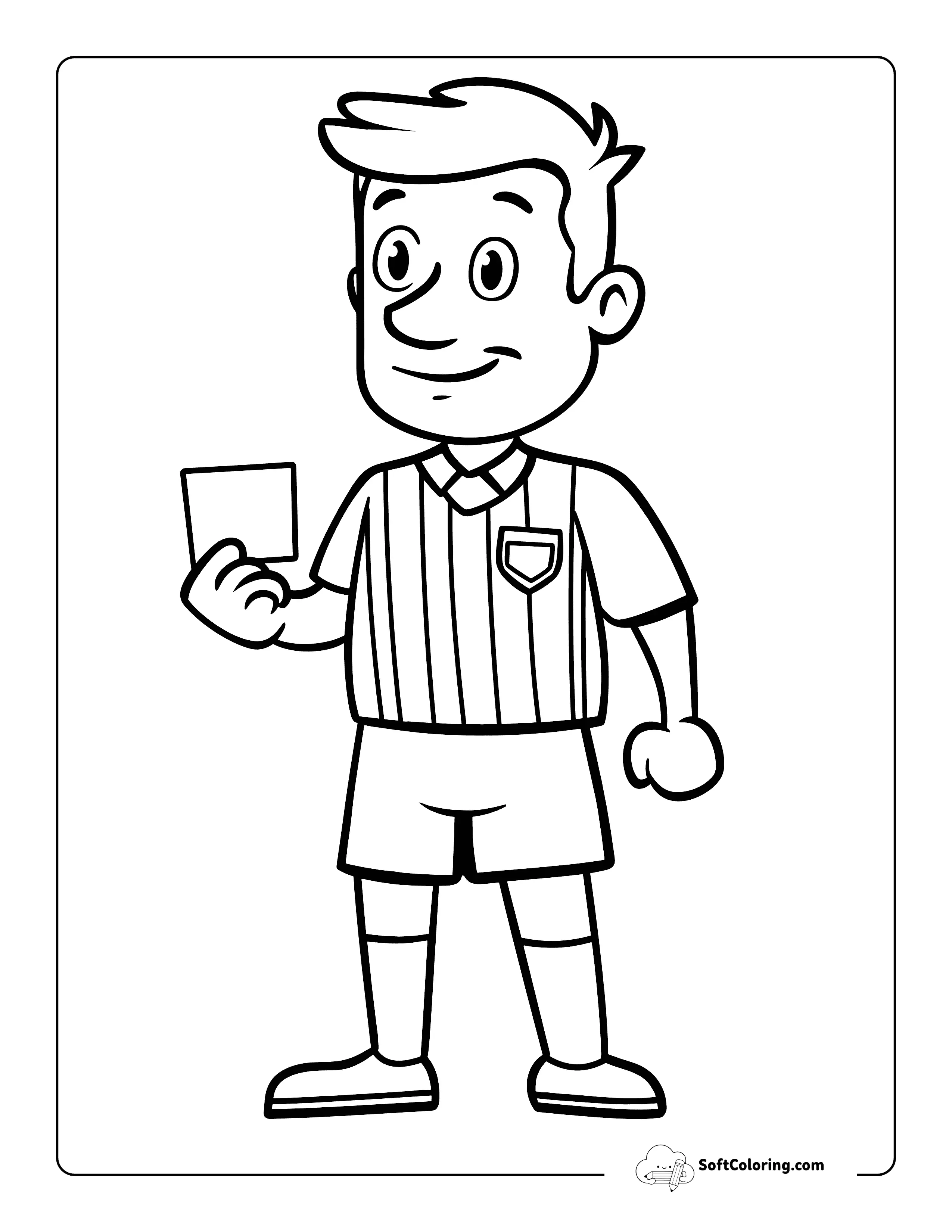 Simple Soccer Referee Penalty Sports Coloring Sheet