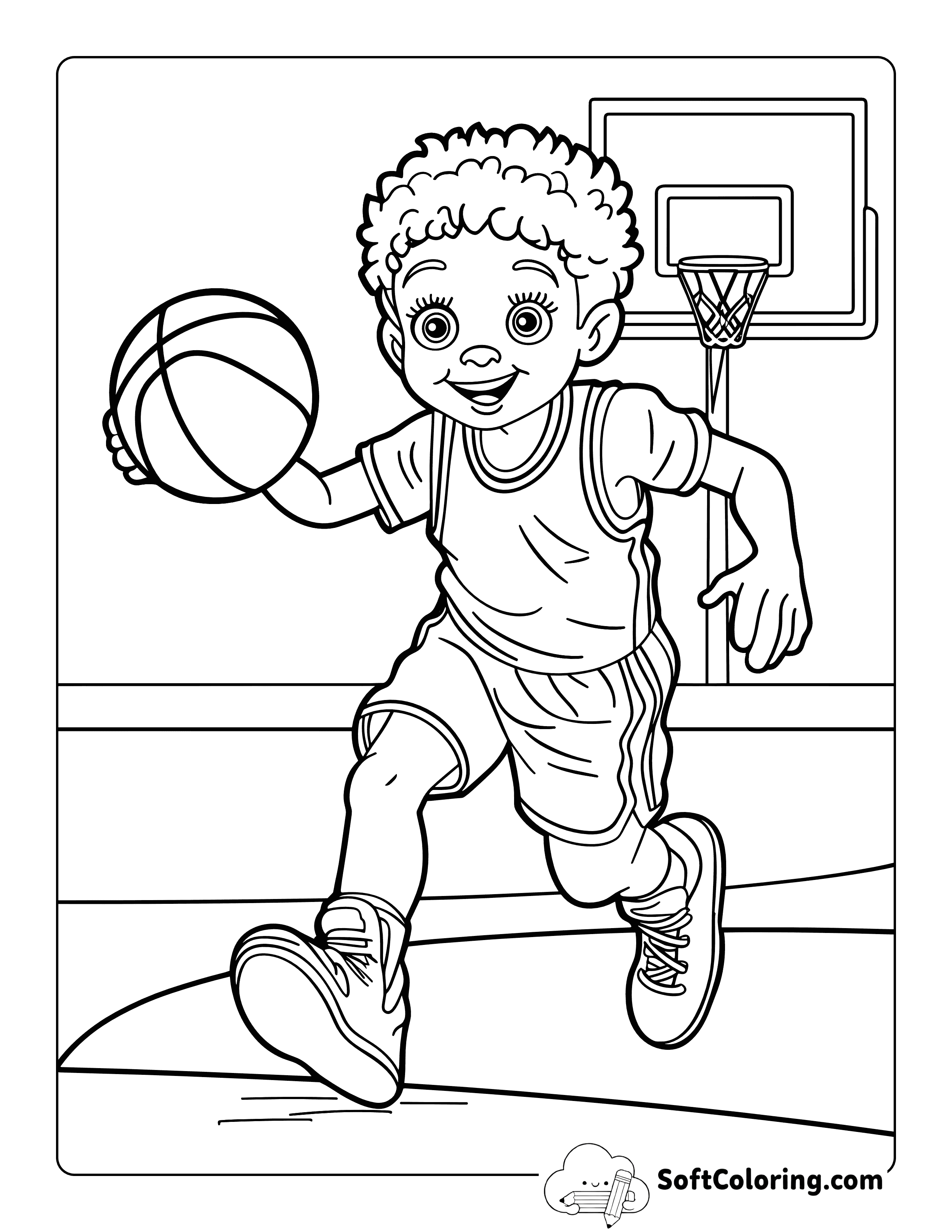 Basketball Sports Coloring Sheet
