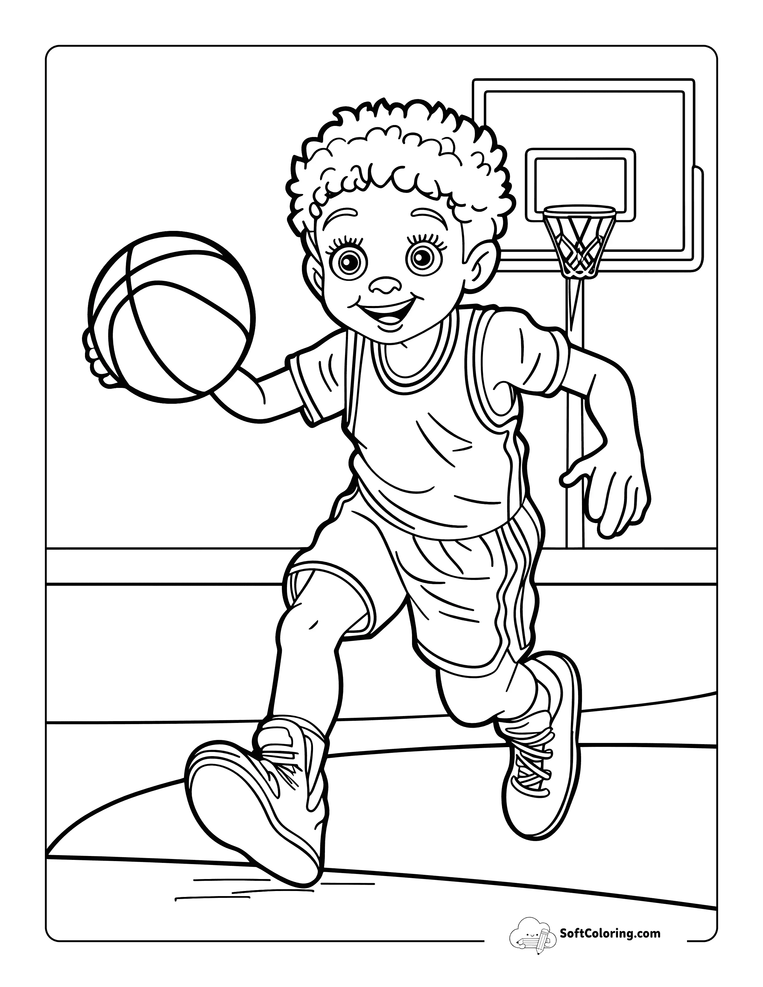 Basketball Sports Coloring Sheet