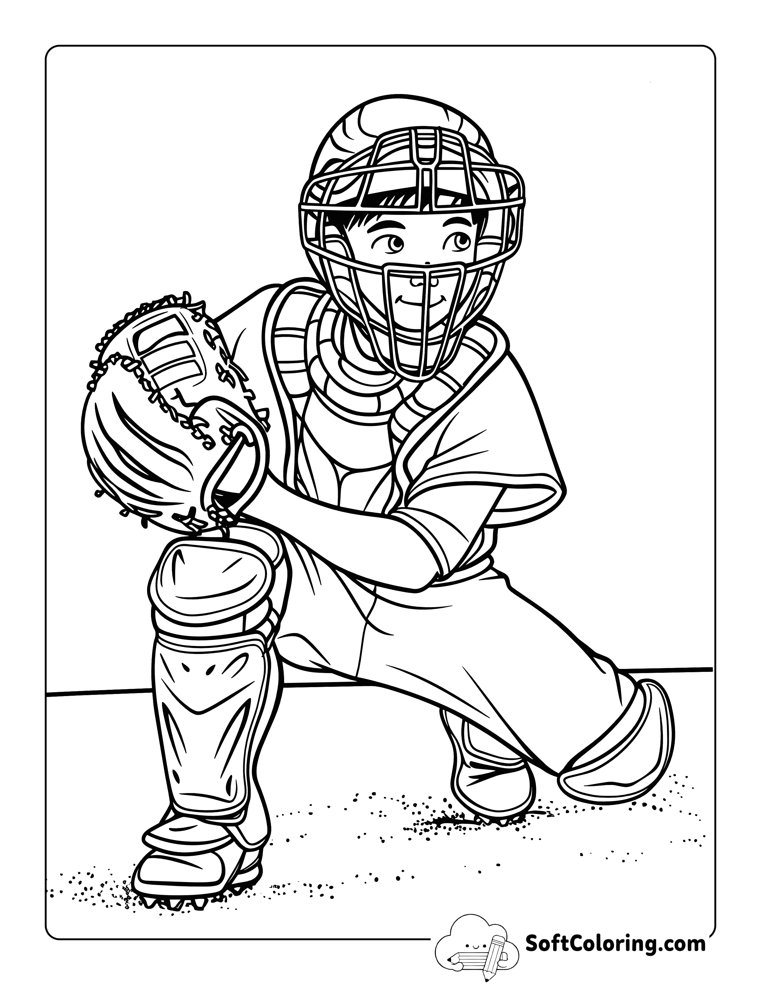 Baseball Catcher Sports Coloring Sheet