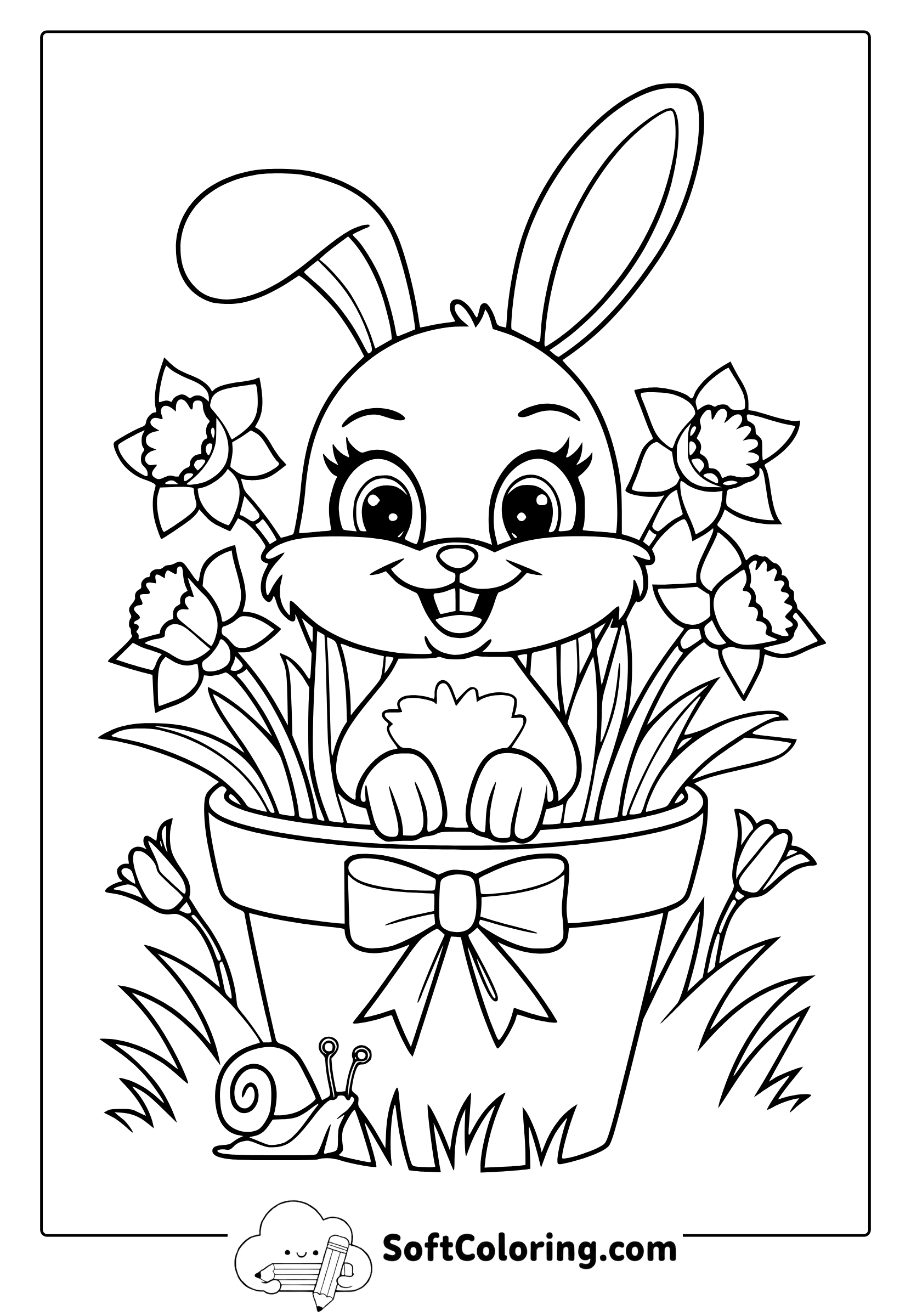 Spring Bunny Coloring Page