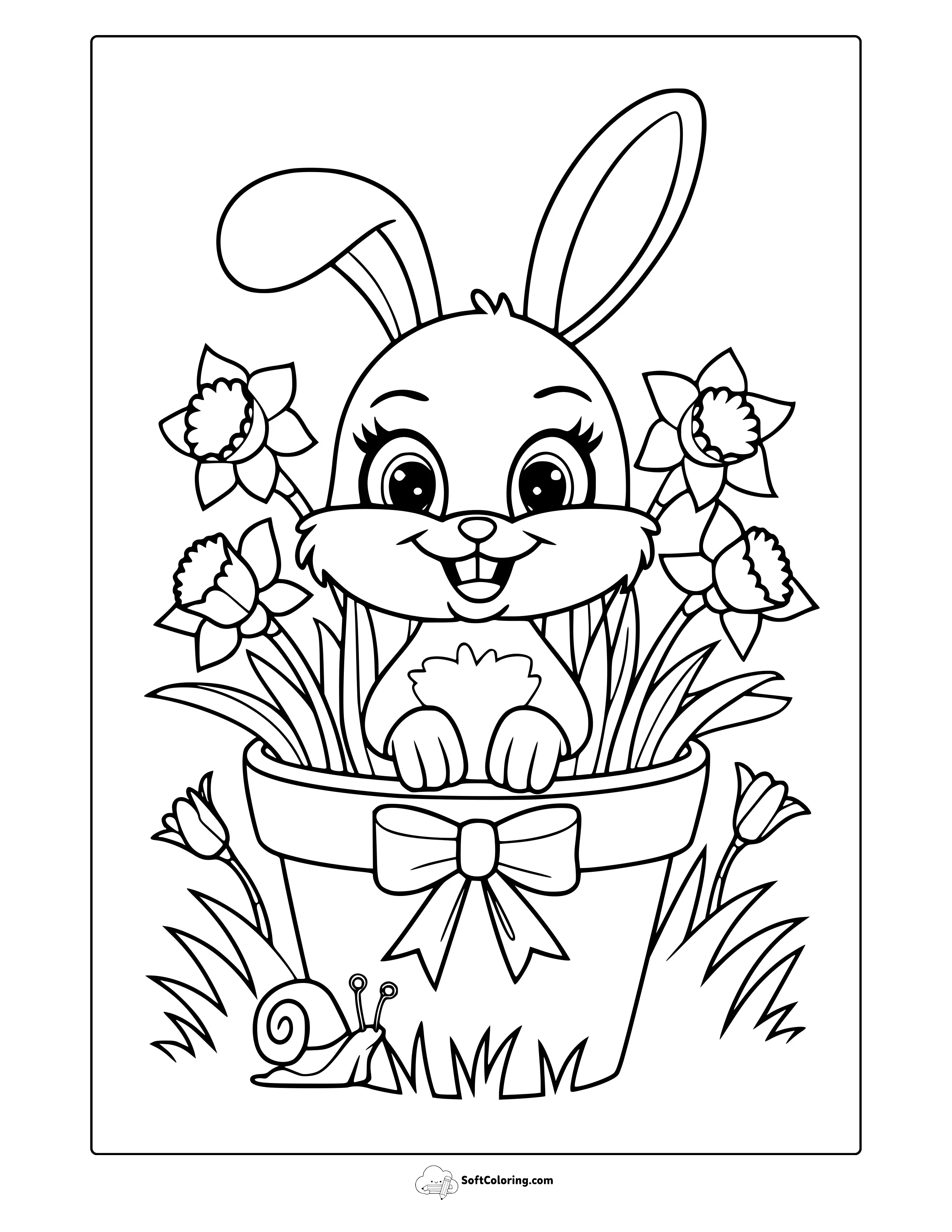 Spring Bunny Coloring Page