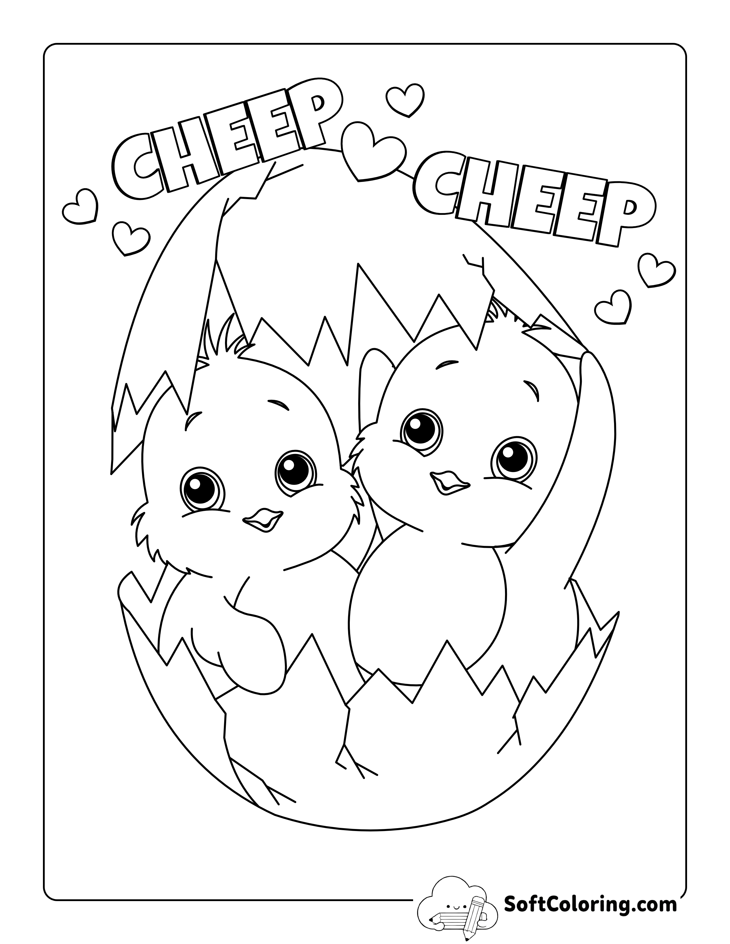 Cute Chicks Hatching Picture to Color