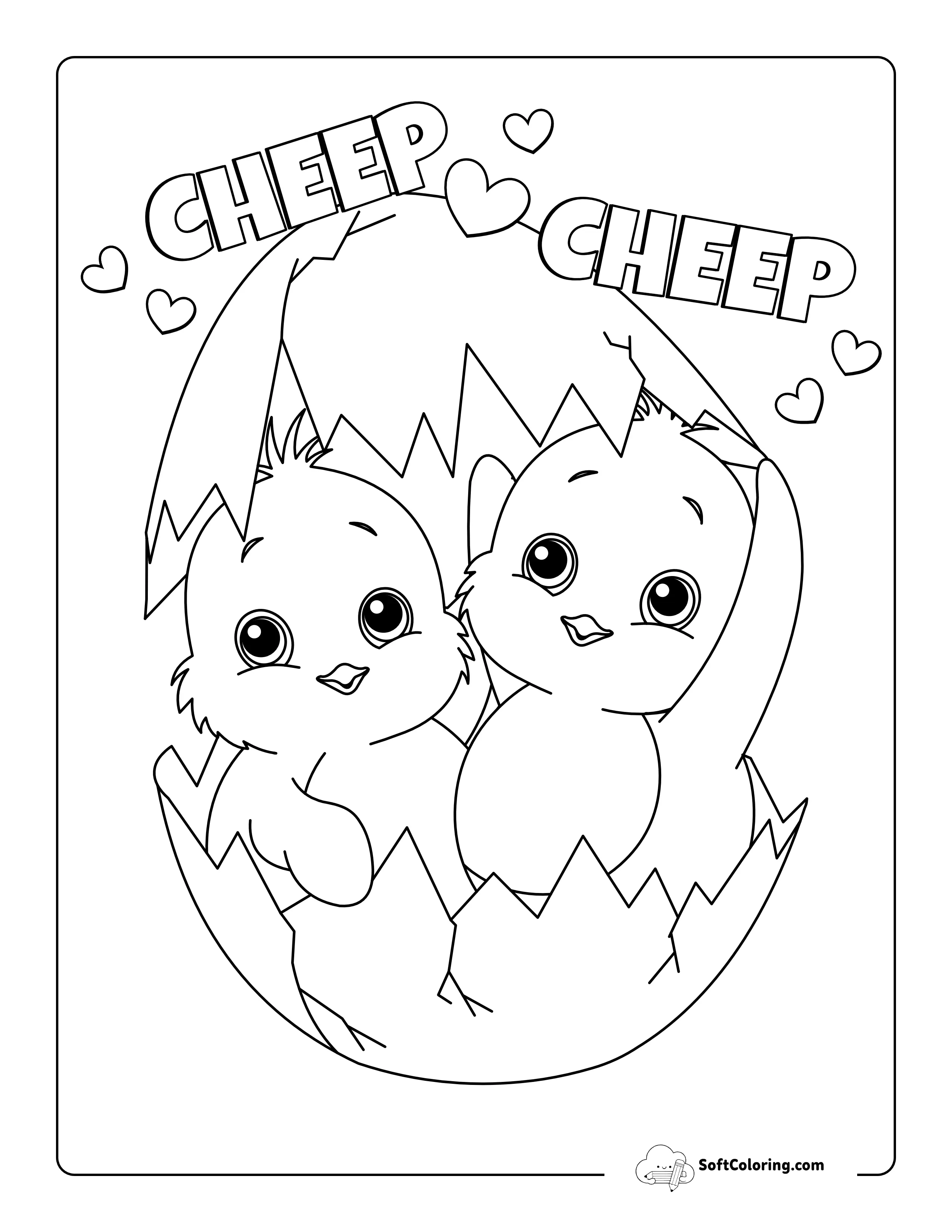 Hatching Chicks Cute Easter Coloring Page