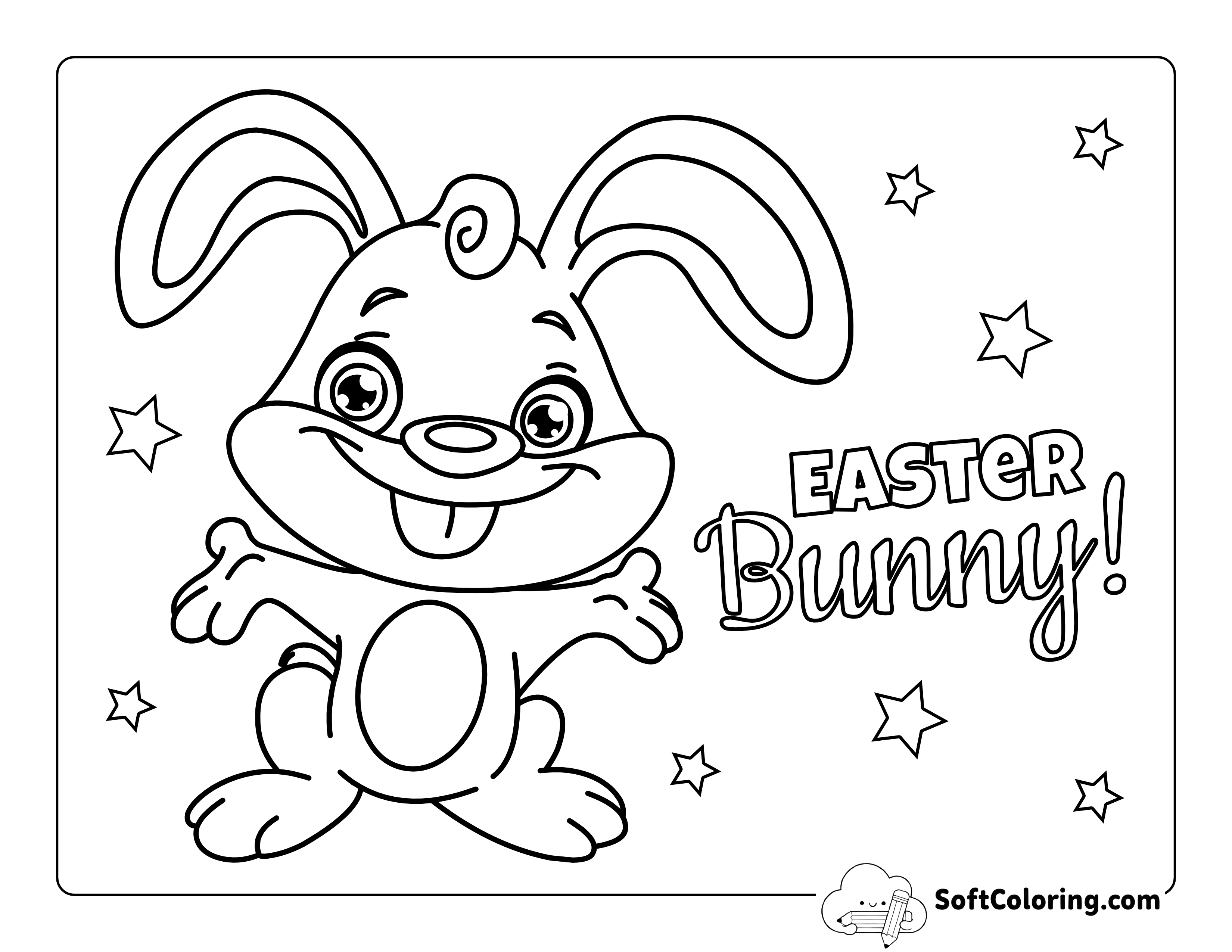 Kawaii Bunny Rabbit Coloring Sheet for Kids